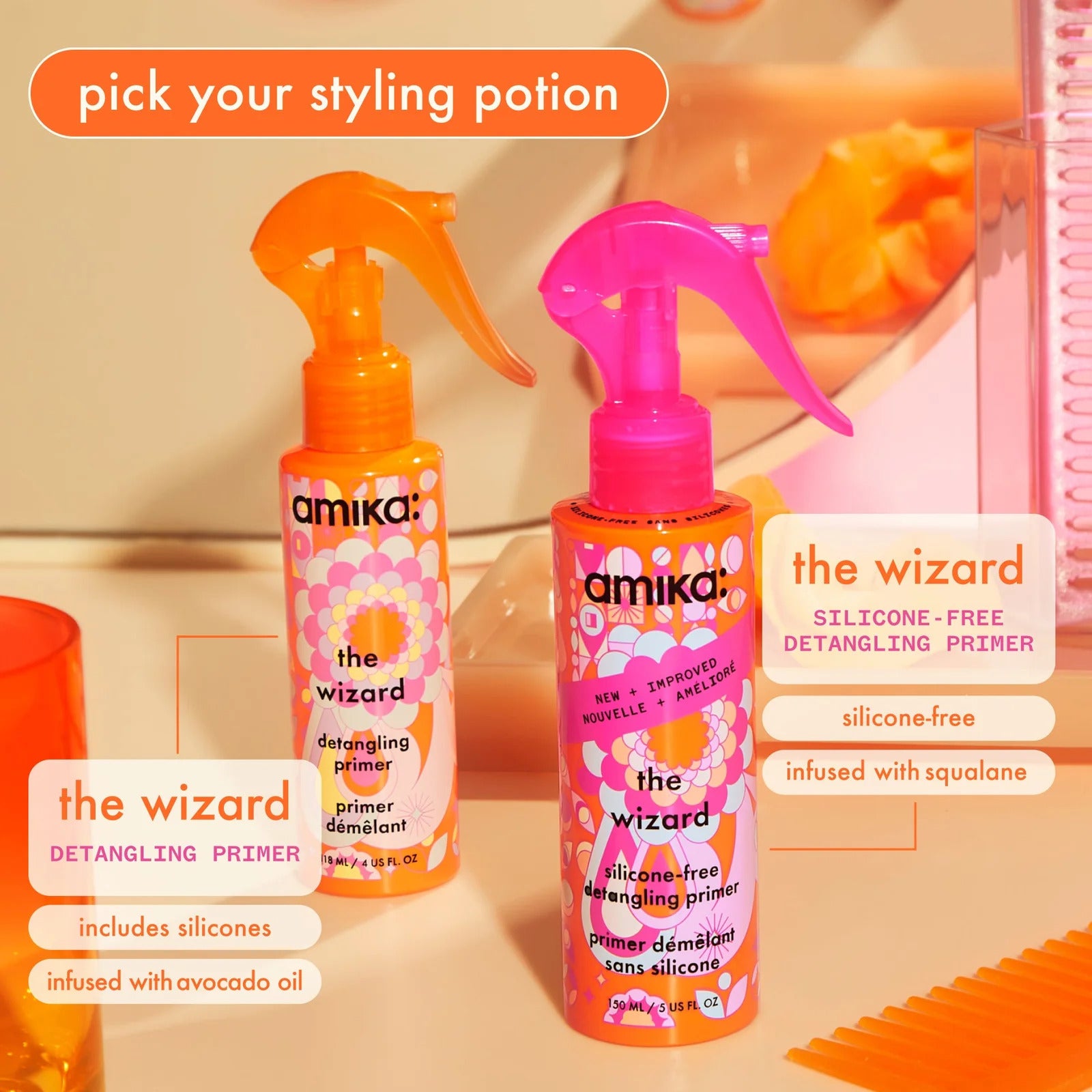 Amika The Wizard Silicone-Free Detangling Primer (Silicone-free hair primer)