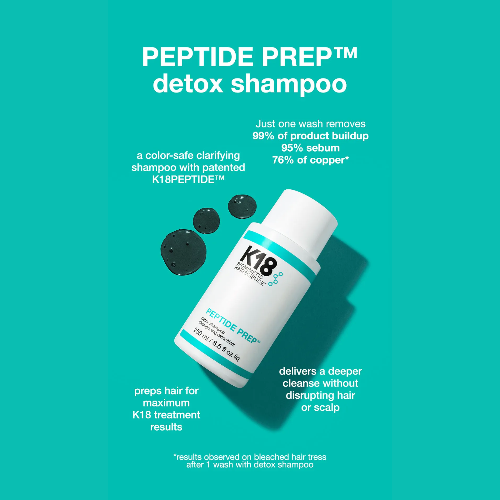 K18 Biomimetic HairScience Peptide Prep Detox Shampoo (Deep-cleansing shampoo)