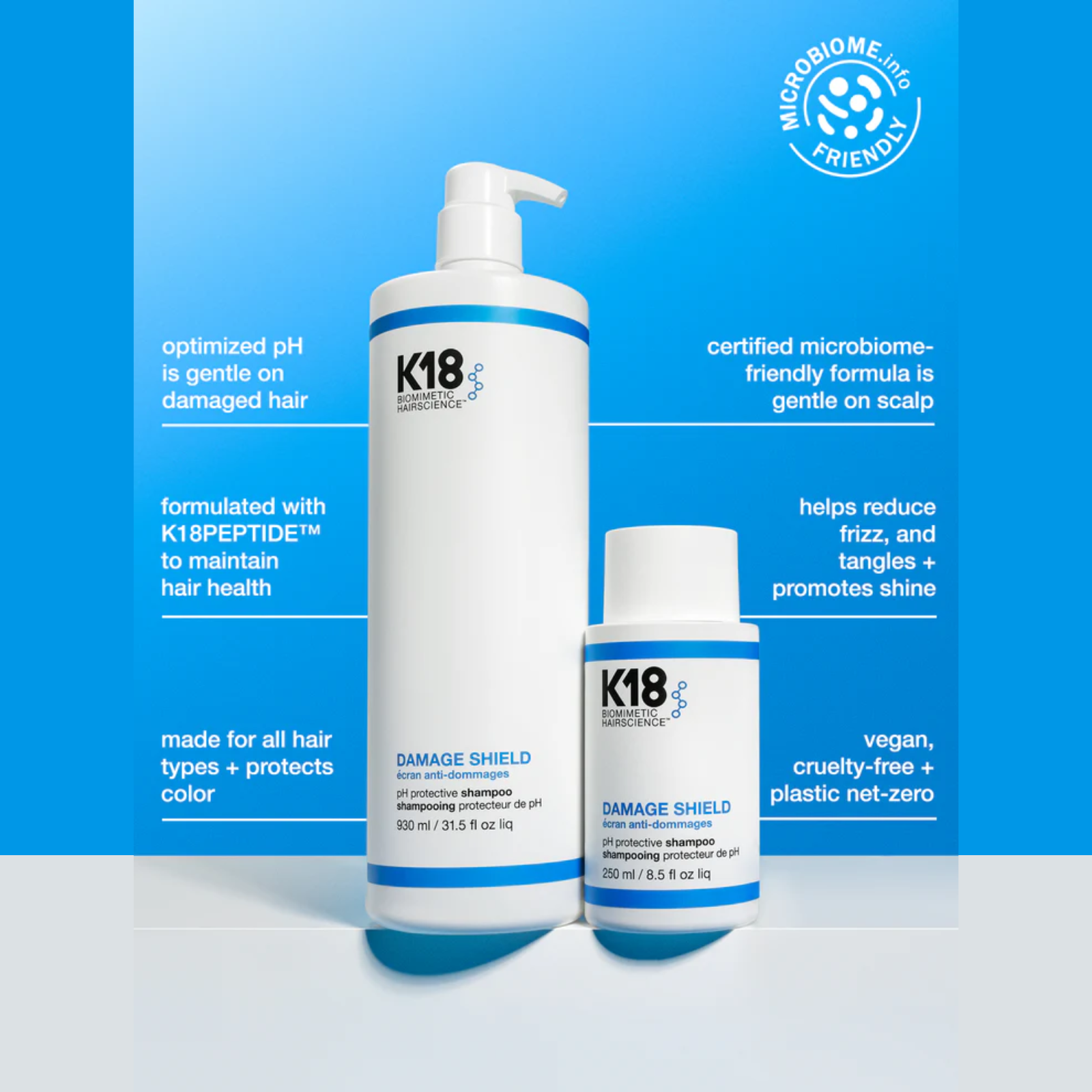 K18 Biomimetic HairScience Damage Shield pH Protective Shampoo (Color-safe pH-optimized shampoo)