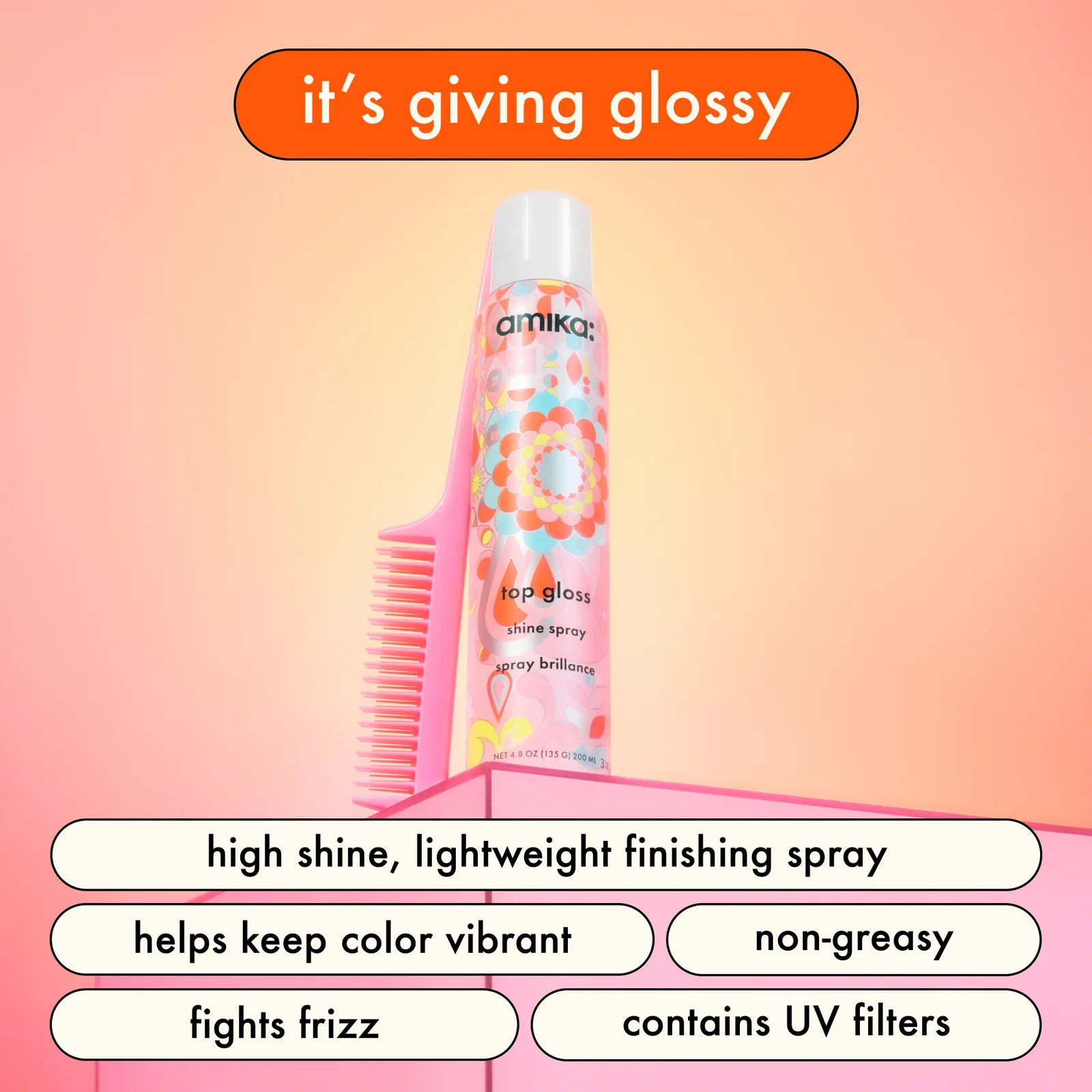 Hair spray by Amika (Top Gloss Shine Spray)