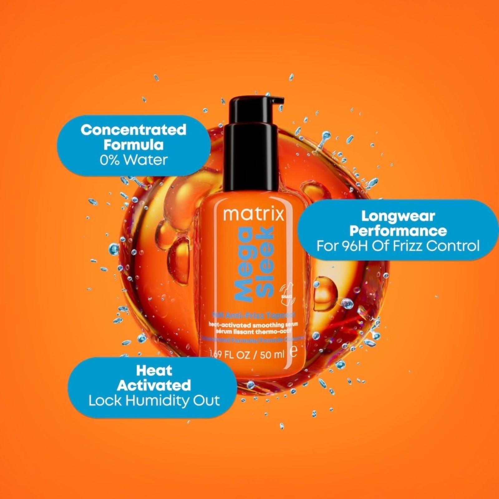 Matrix Mega Sleek 96H Anti-Frizz Topcoat Serum (Leave-in anti-frizz serum)