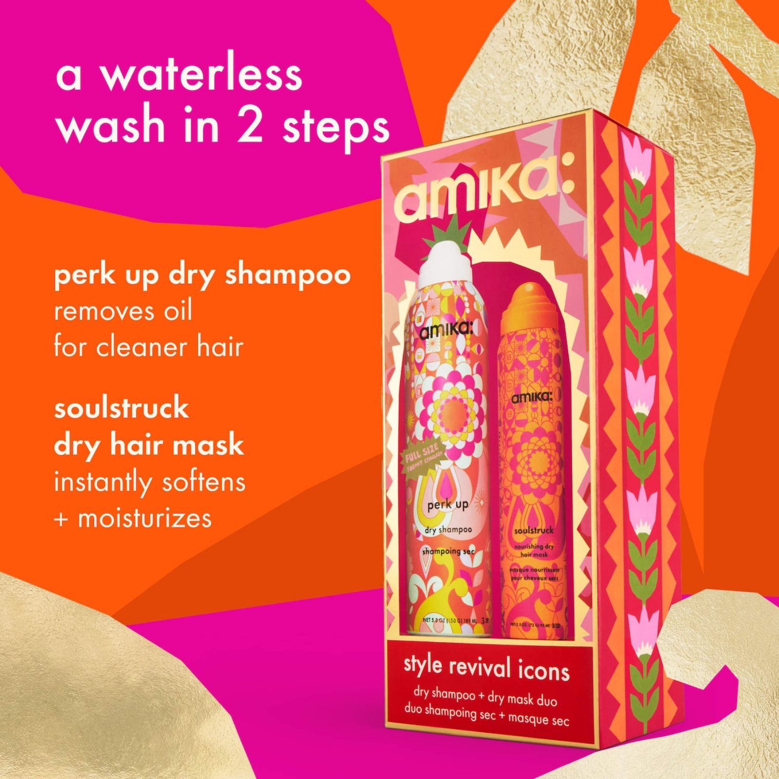 Amika Style revival icons styling routine set (2in1 root-refreshing hair care set)