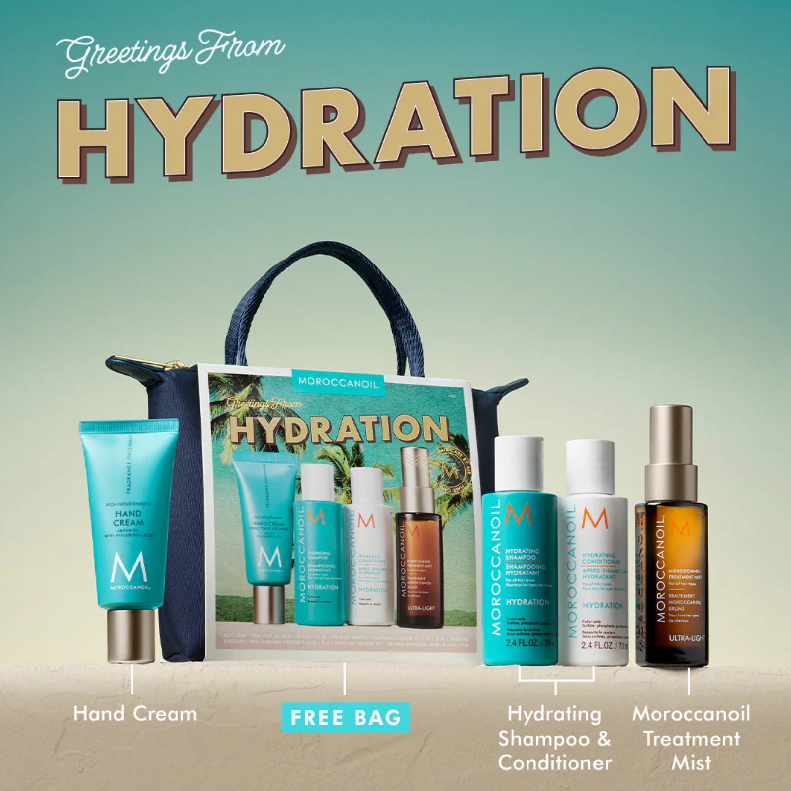 Moroccanoil Greetings From Hydration Travel Kit (4in1 travel-size hydrating hair set)