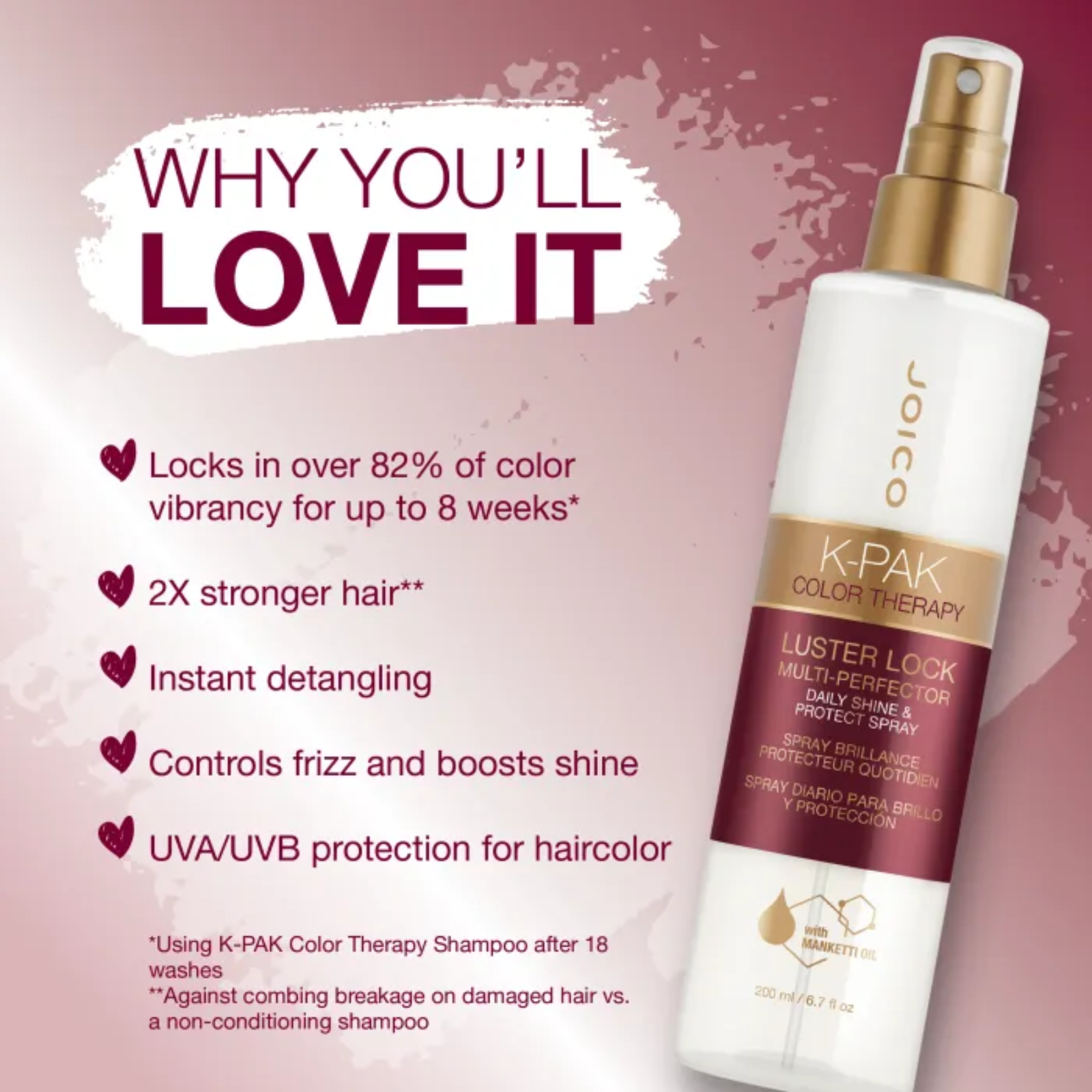 Joico K-PAK Color Therapy Luster Lock Multi-Perfector Daily Shine & Protect Spray (Shine enhancing hair spray)