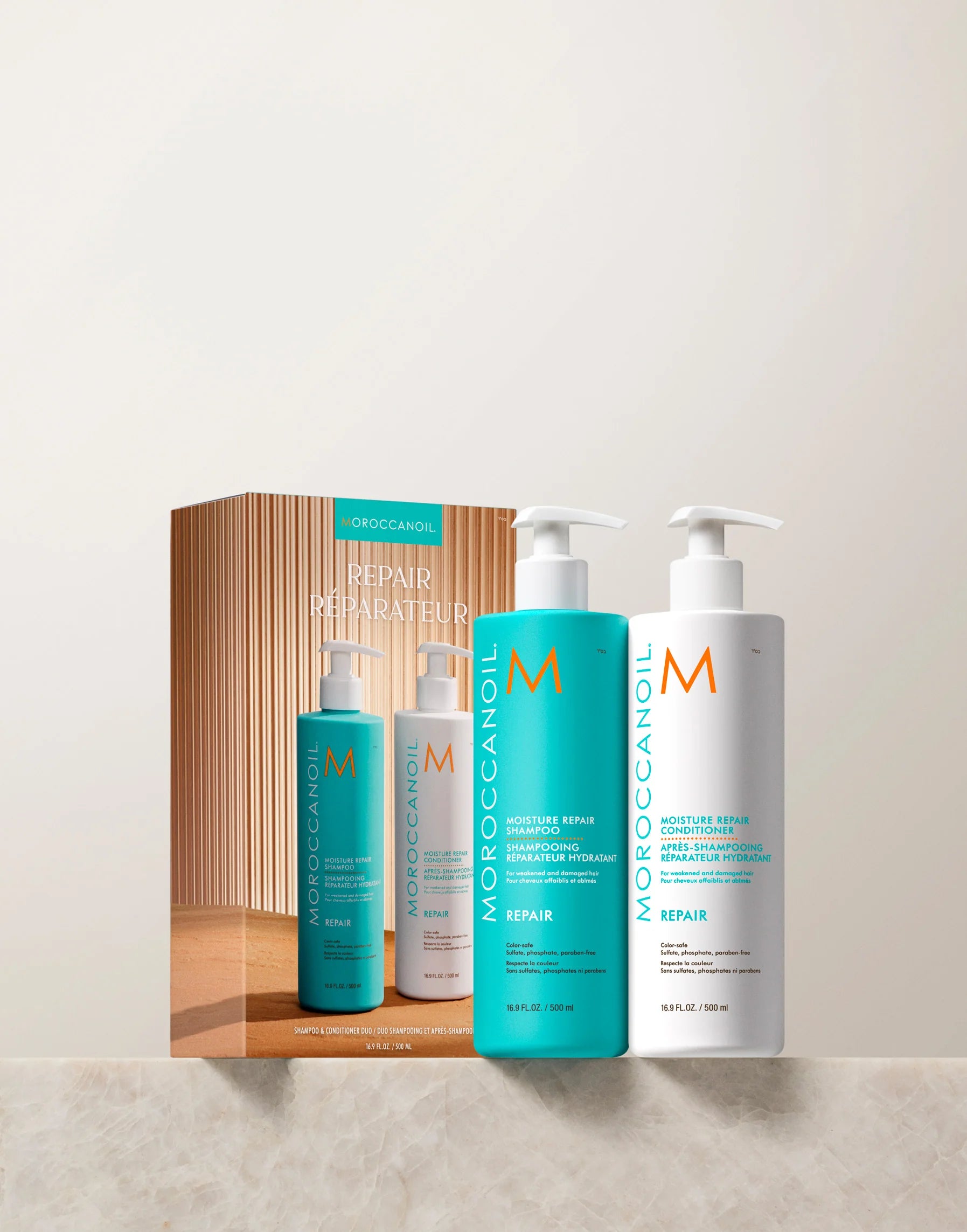 Set for damaged hair (MoroccanOil Moisture Repair Shampoo & Conditioner Half-Liter Set)