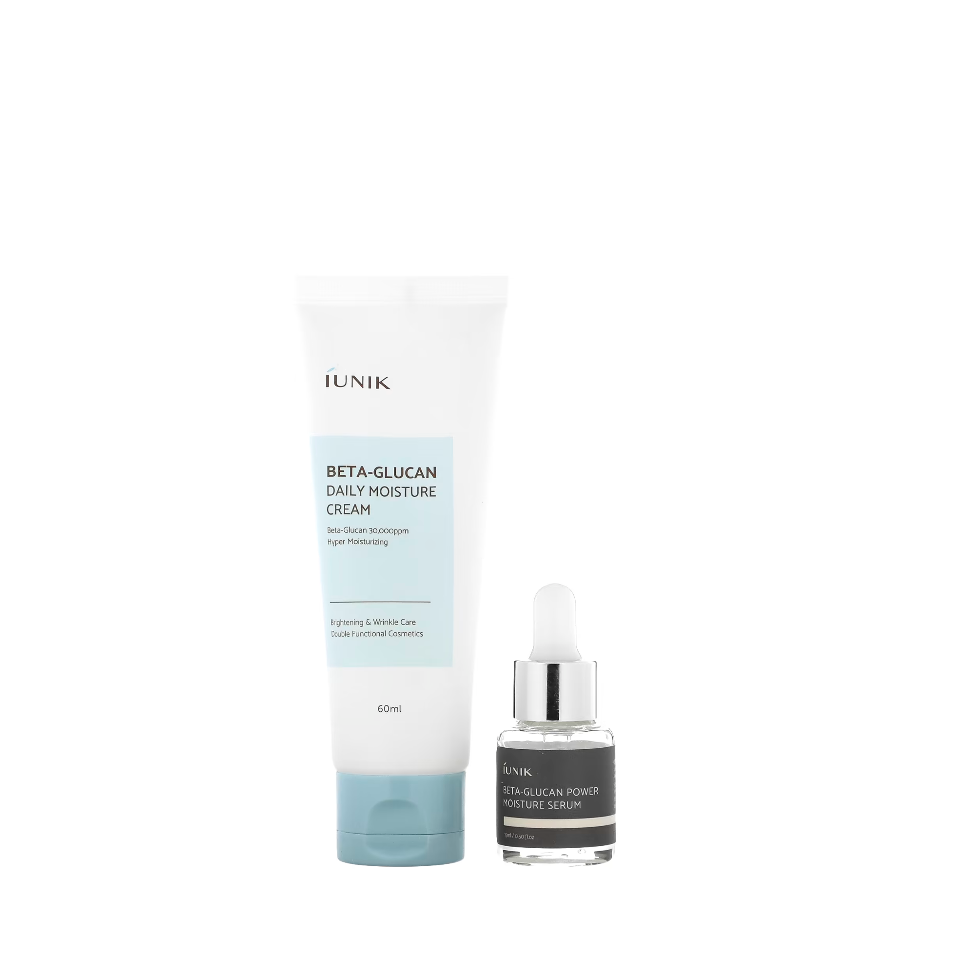 Facial moisturizer set with beta-glucan by Iunik (Iunik Beta Glucan Edition Skincare Set 2in1)