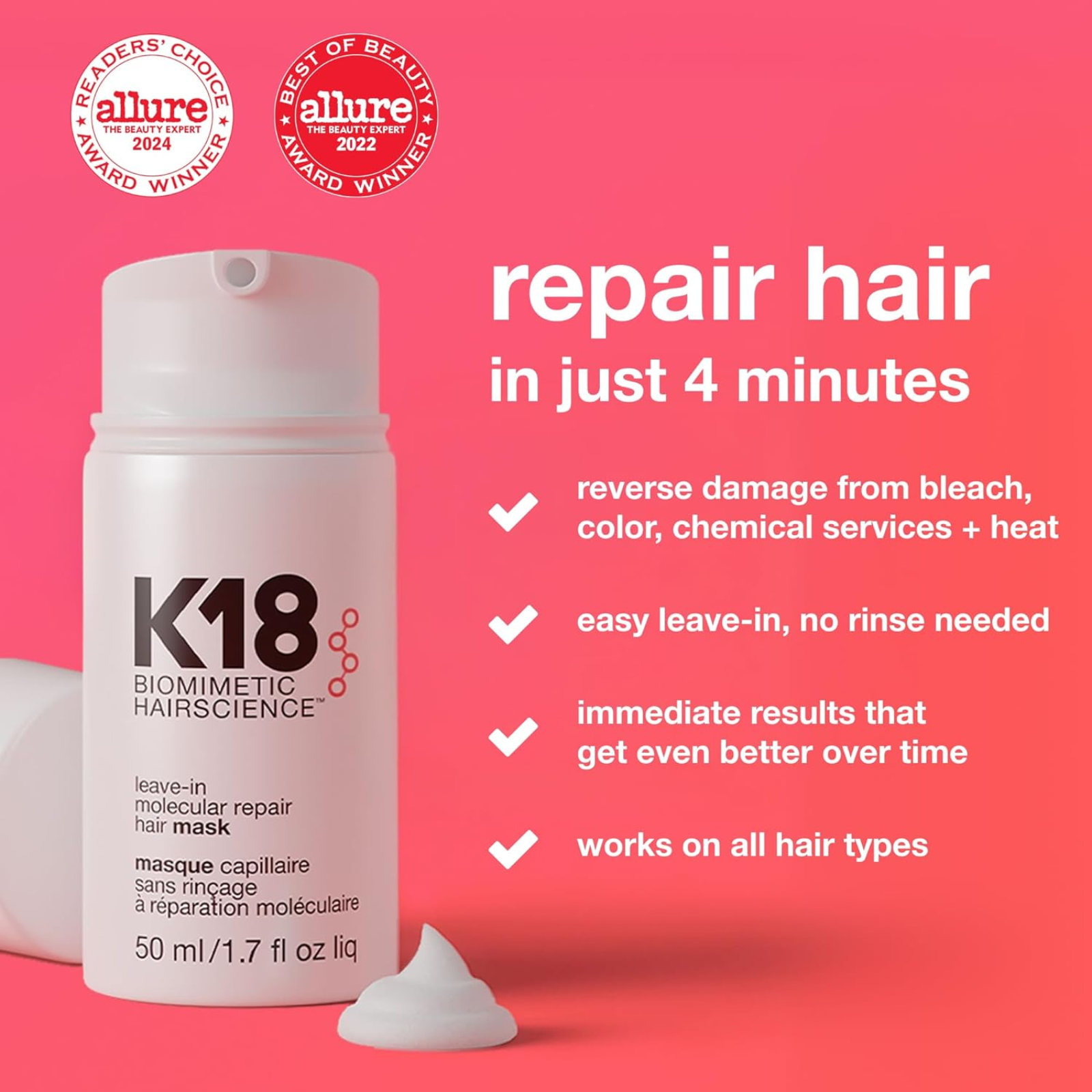 K18 BIOMIMETIC HAIRSCIENCE K18 Biotech Toolkit (5in1 professional hair repair & protection set)