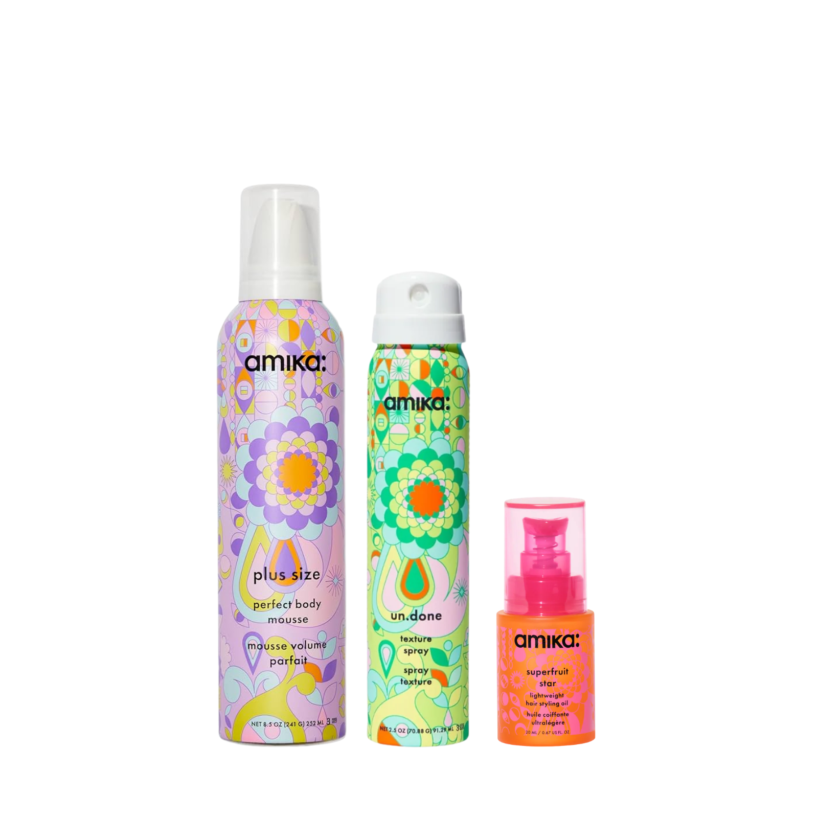 Amika Blowout Bestsellers Prep + Finish Set (3in1 blowout prep and finish hair care set)
