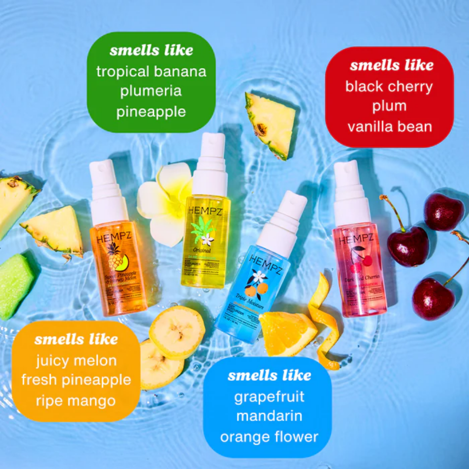 Hempz Sweet Hydration Mini Body Moisturizer Spray Kit (4in1 hydrating spray set)