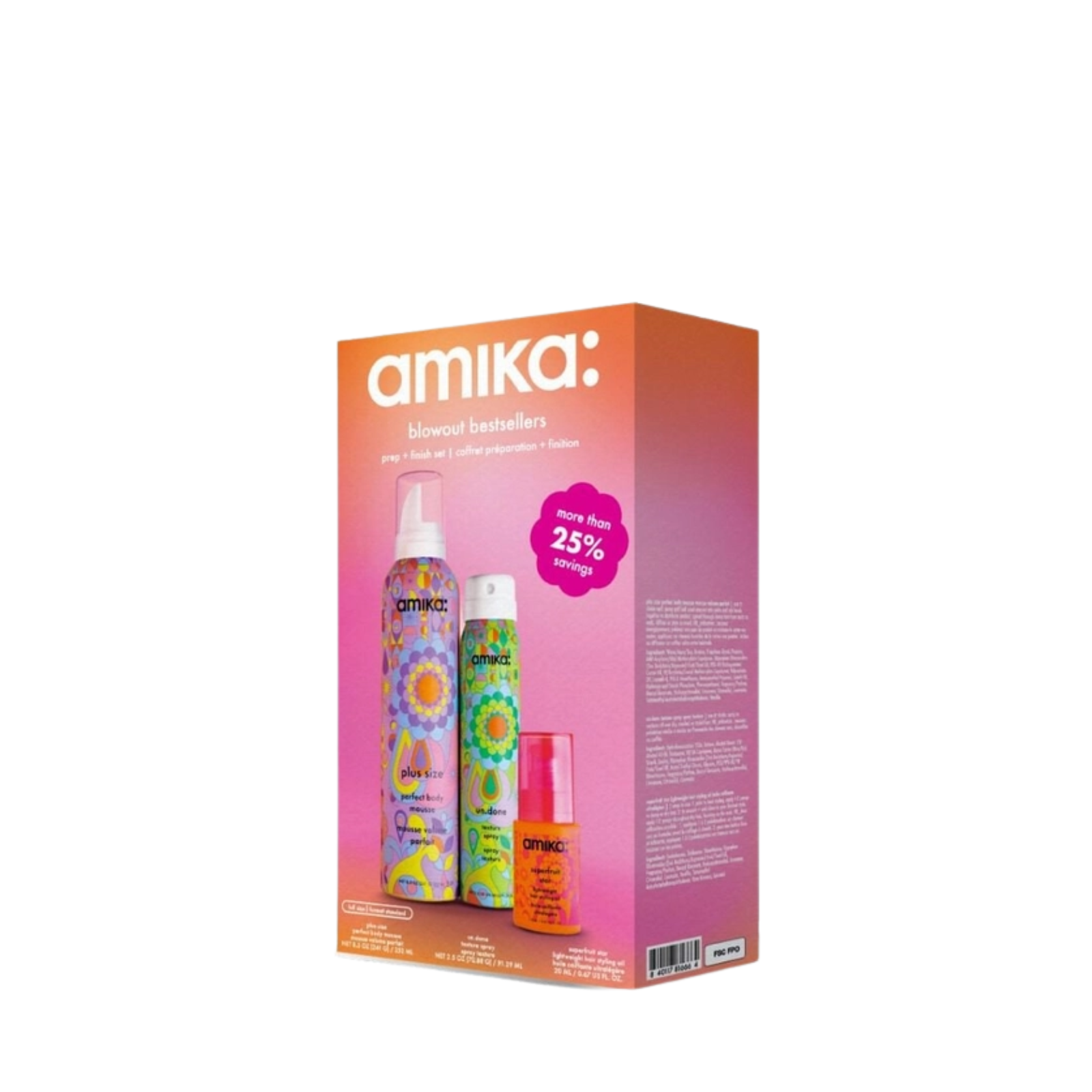 Amika Blowout Bestsellers Prep + Finish Set (3in1 blowout prep and finish hair care set)