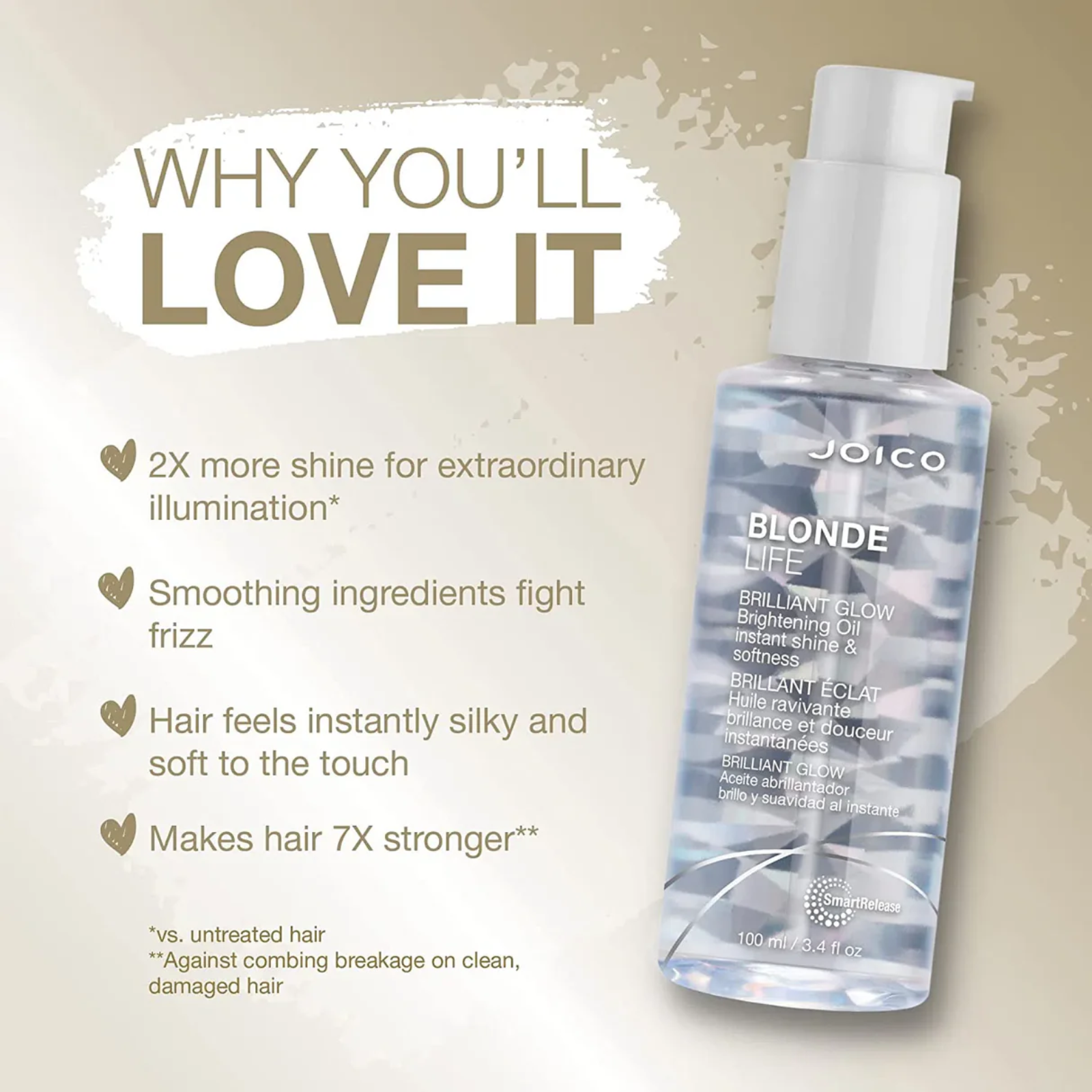 Joico Blonde Life Brilliant Glow Brightening Oil (Color-safe shine enhancing hair oil)