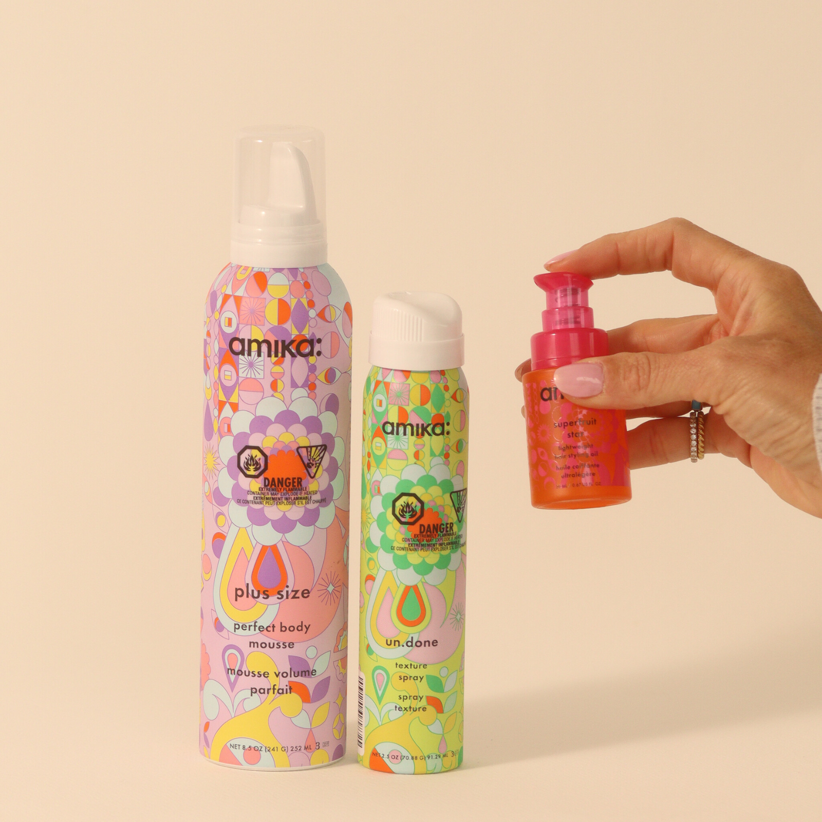 Amika Blowout Bestsellers Prep + Finish Set (3in1 blowout prep and finish hair care set)