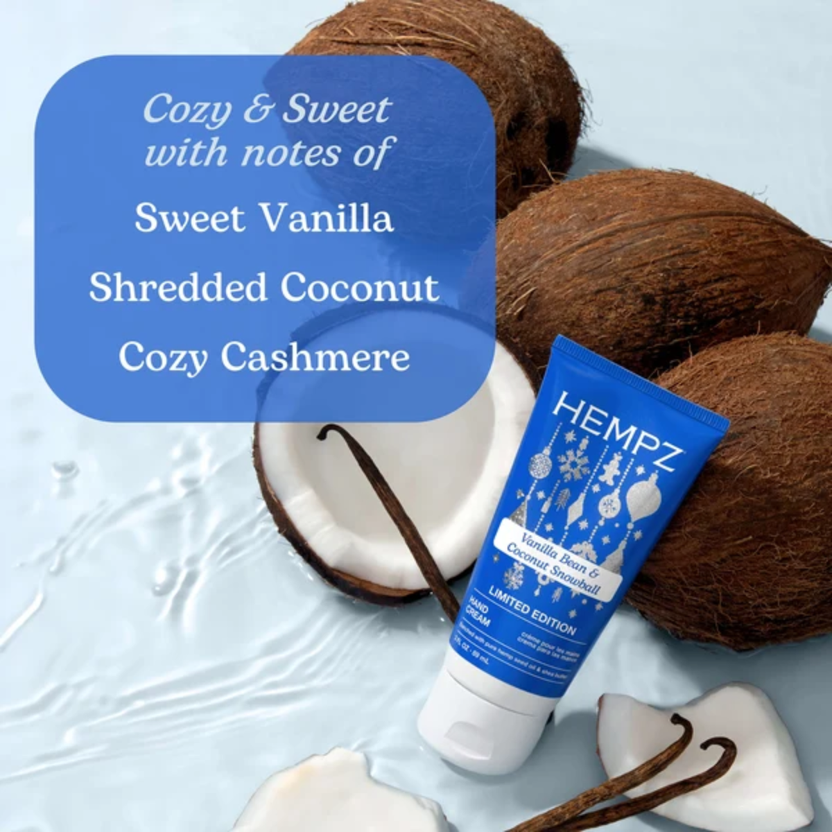 Hempz Vanilla Bean & Coconut Snowball Hand Cream (Nourishing hand moisturizer)