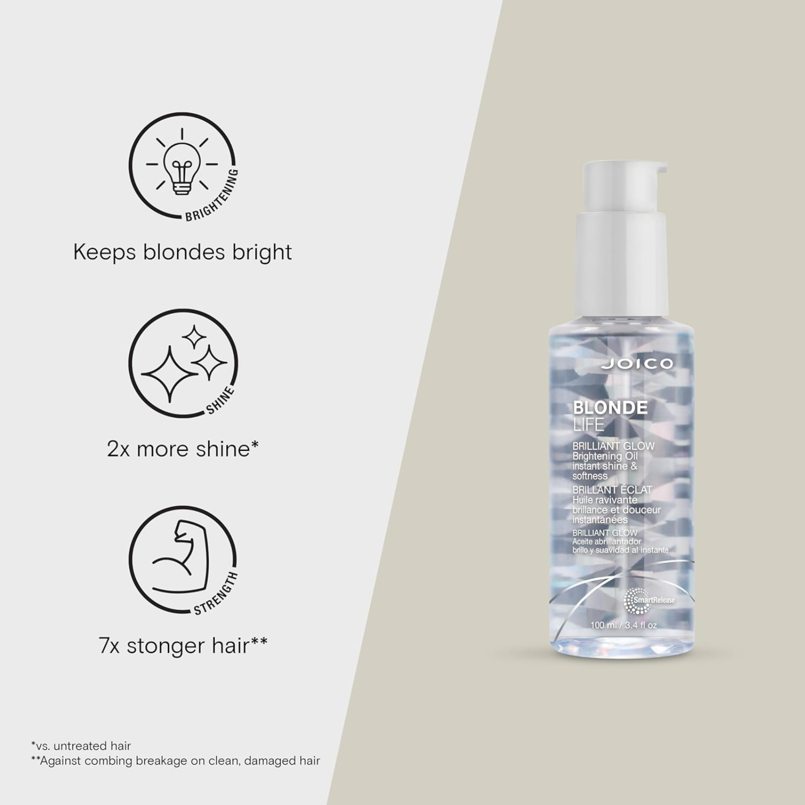 Joico Blonde Life Brilliant Glow Brightening Oil (Color-safe shine enhancing hair oil)