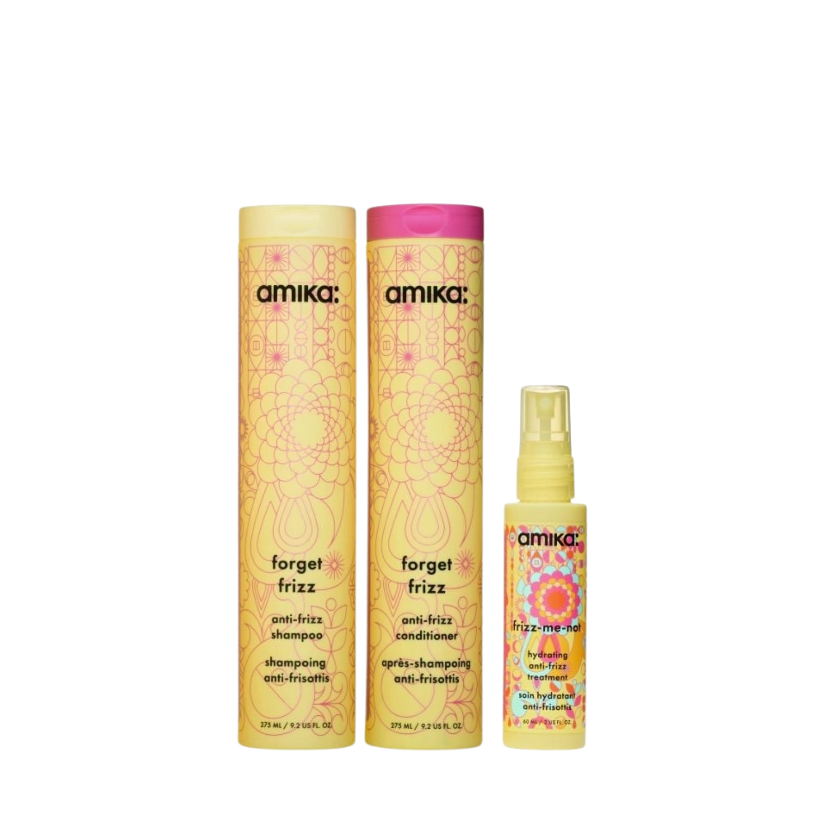 Amika Frizz Fighters Anti-Frizz Wash + Care Set (3in1 anti-frizz smoothing hair care set)
