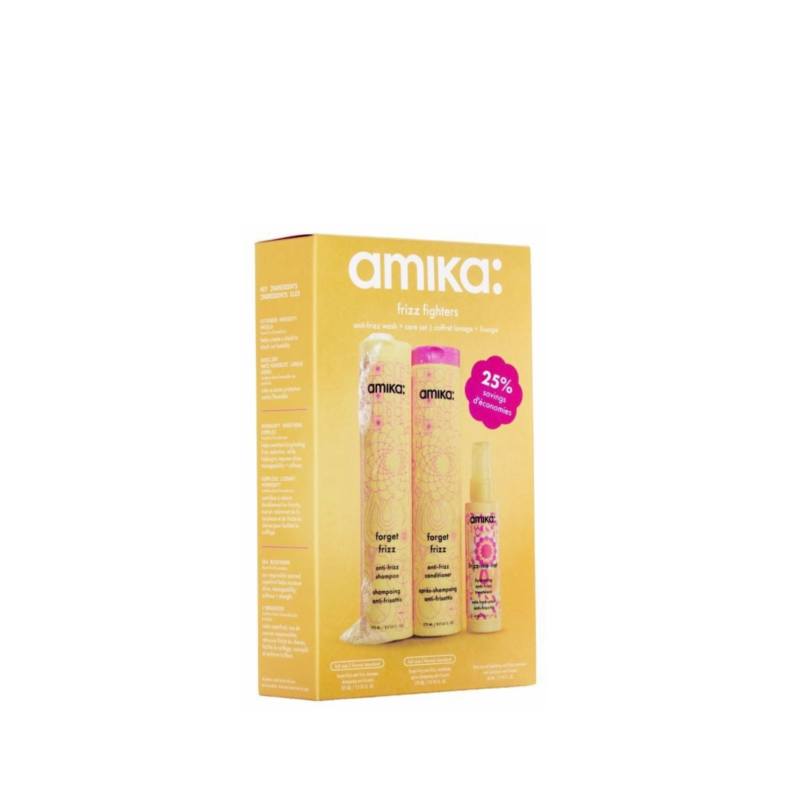 Amika Frizz Fighters Anti-Frizz Wash + Care Set (3in1 anti-frizz smoothing hair care set)