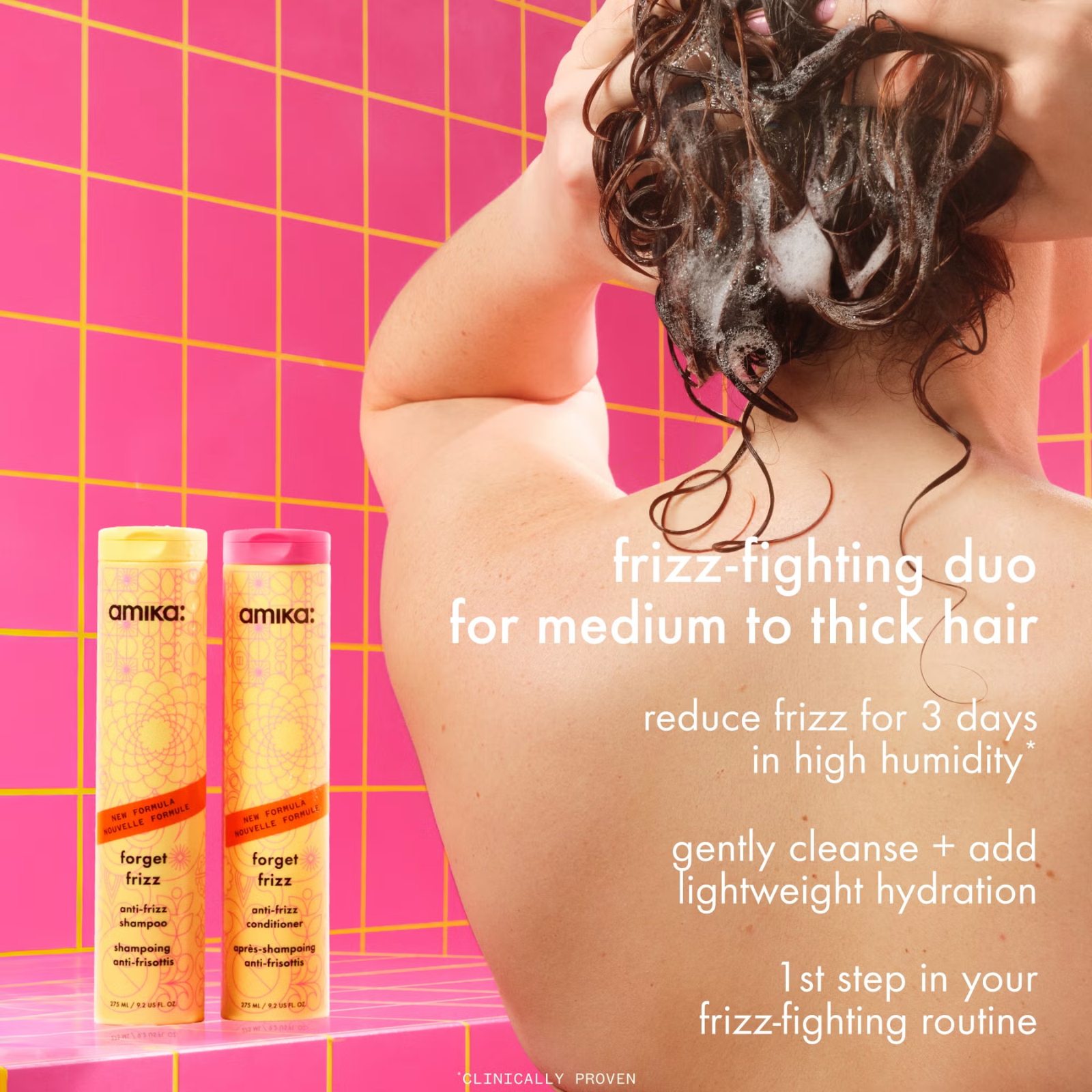 Amika Frizz Fighters Anti-Frizz Wash + Care Set (3in1 anti-frizz smoothing hair care set)