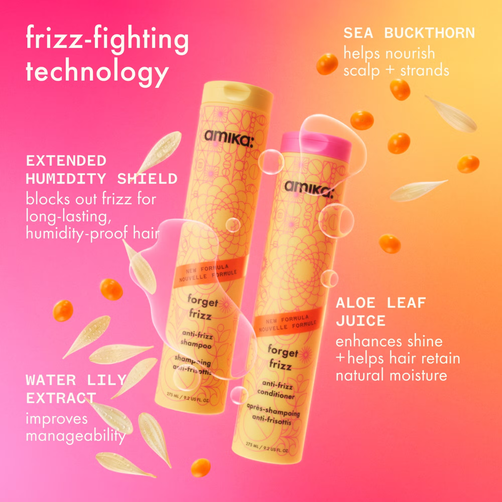 Amika Frizz Fighters Anti-Frizz Wash + Care Set (3in1 anti-frizz smoothing hair care set)