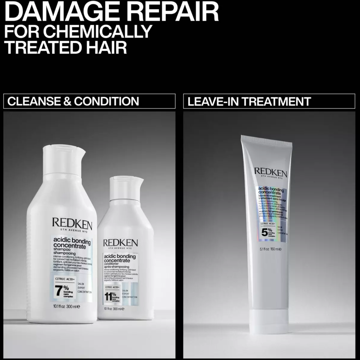 Redken Acidic Bonding Concentrate Holiday Gift Set (3in1 bond-repair hair care set)