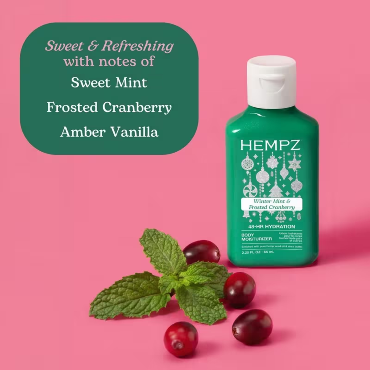 Hempz Winter Mint & Frosted Cranberry Moisturizer (Hydrating holiday body lotion)