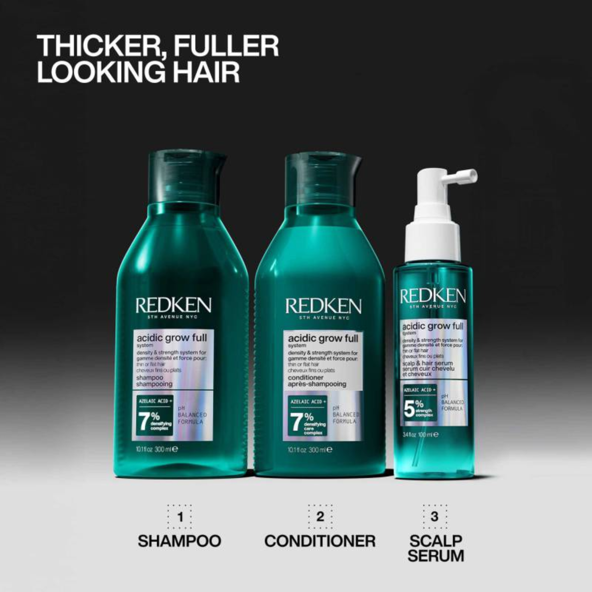 Redken Acidic Grow Full System Holiday Gift Set (3in1 density & strengthening hair care set)