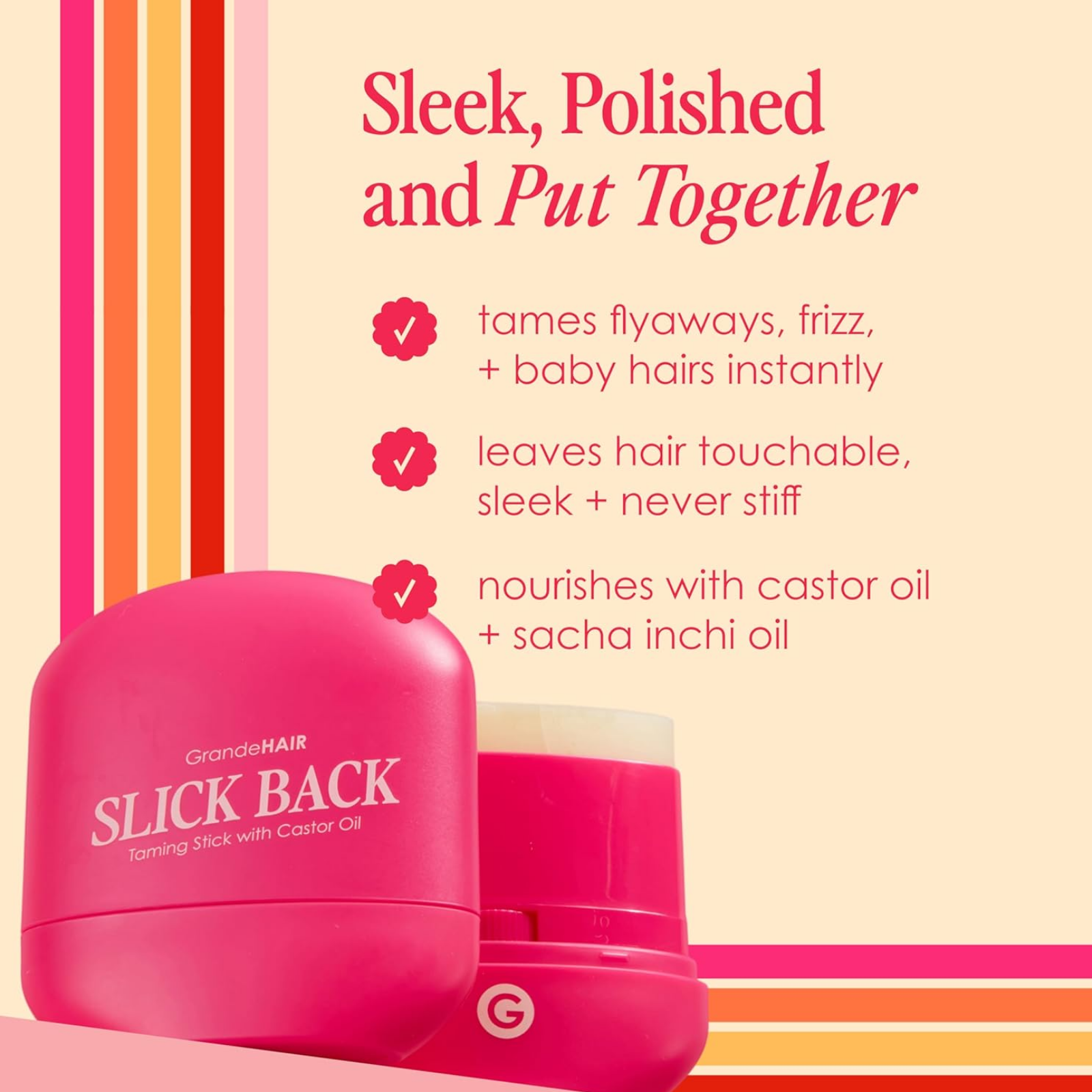 GrandeHAIR Slick Back Taming Stick (Hair smoothing stick with castor oil)