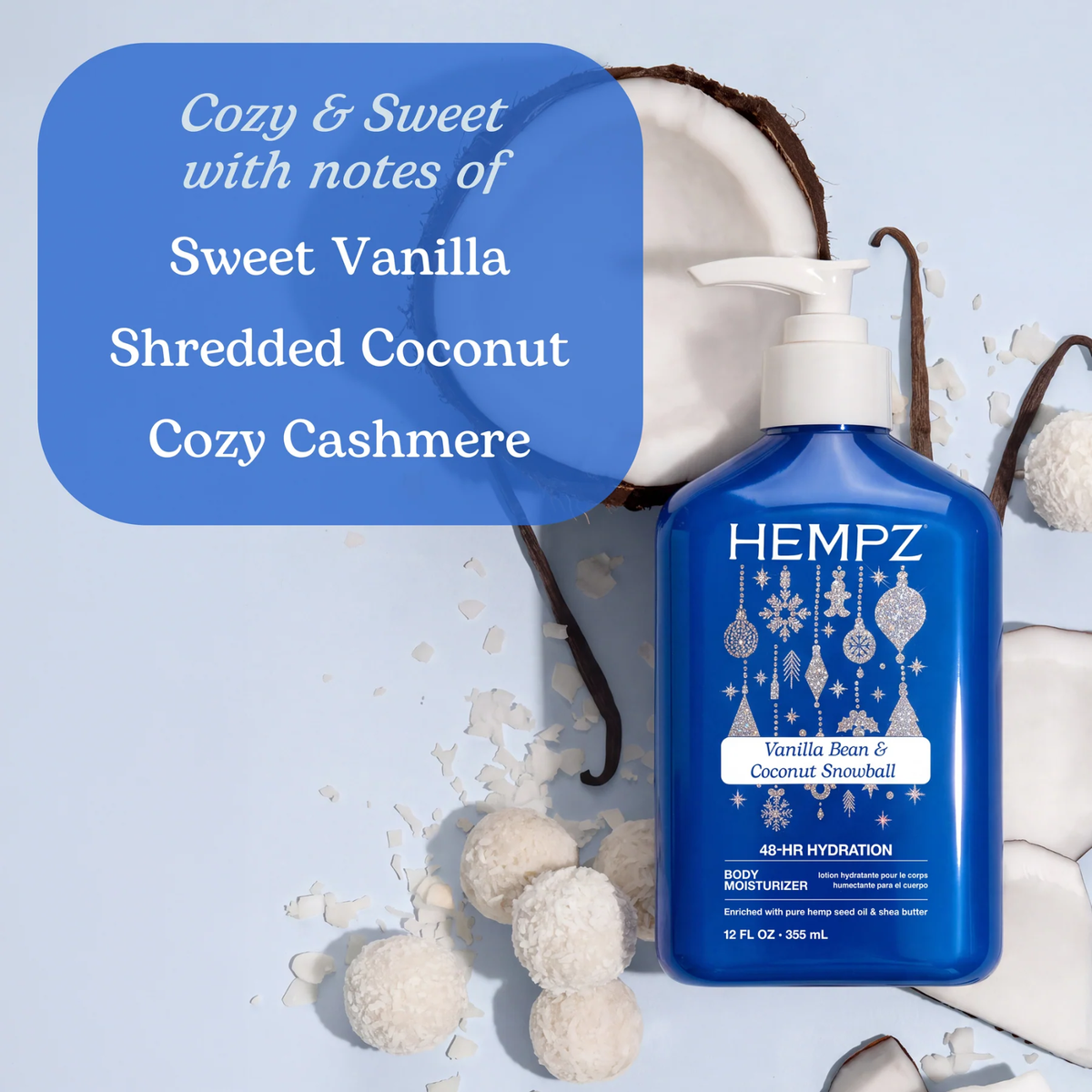 Hempz Vanilla Bean & Coconut Snowball Body Moisturizer (Sweet and nourishing body lotion)