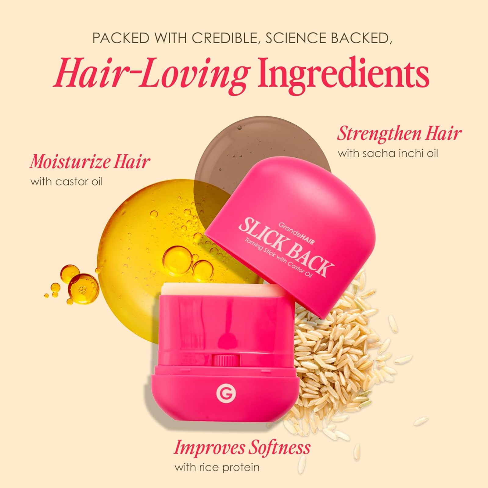 GrandeHAIR Slick Back Taming Stick (Hair smoothing stick with castor oil)