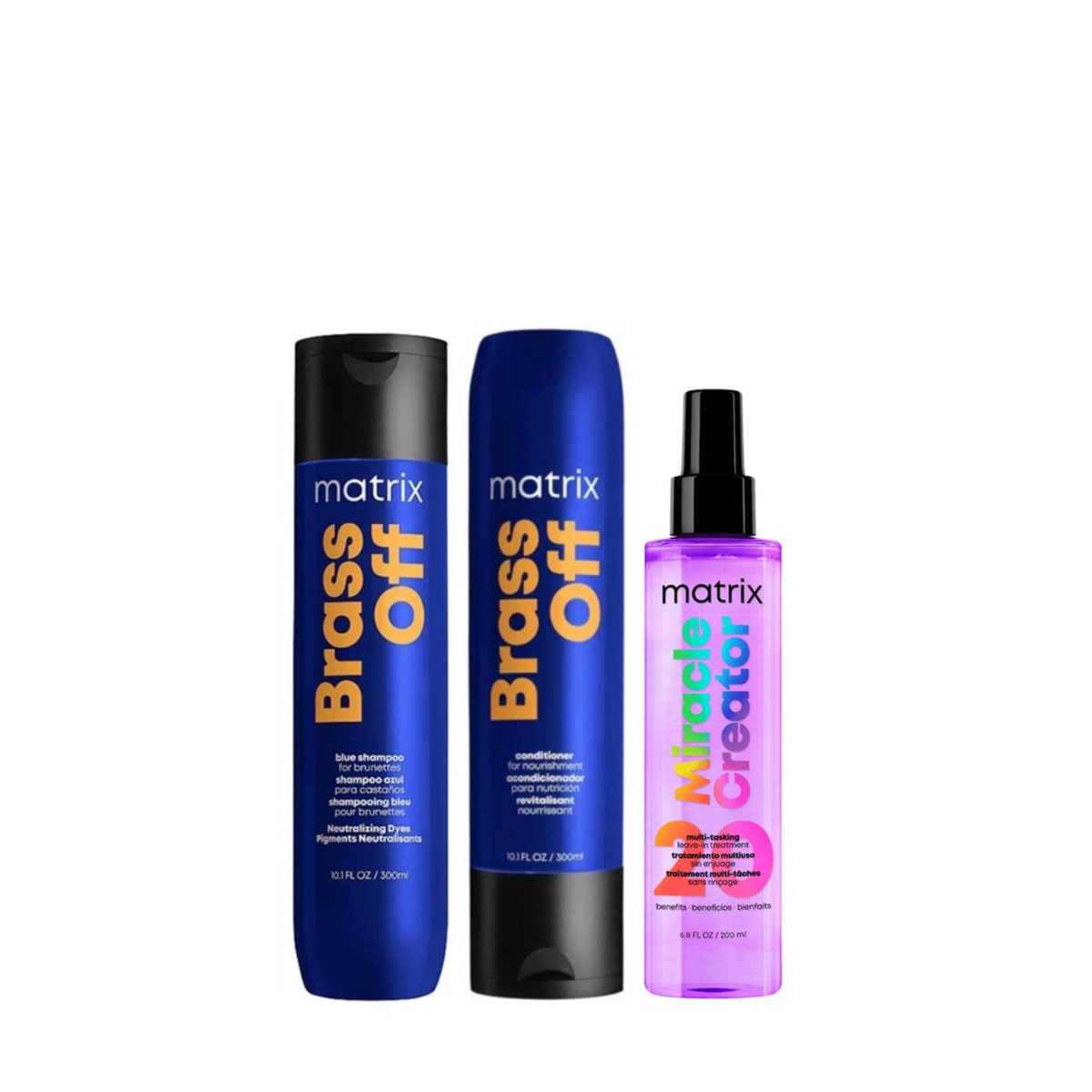 Matrix Brass Off Holiday Kit (3in1 brass-neutralizing care for highlighted brunette hair set)