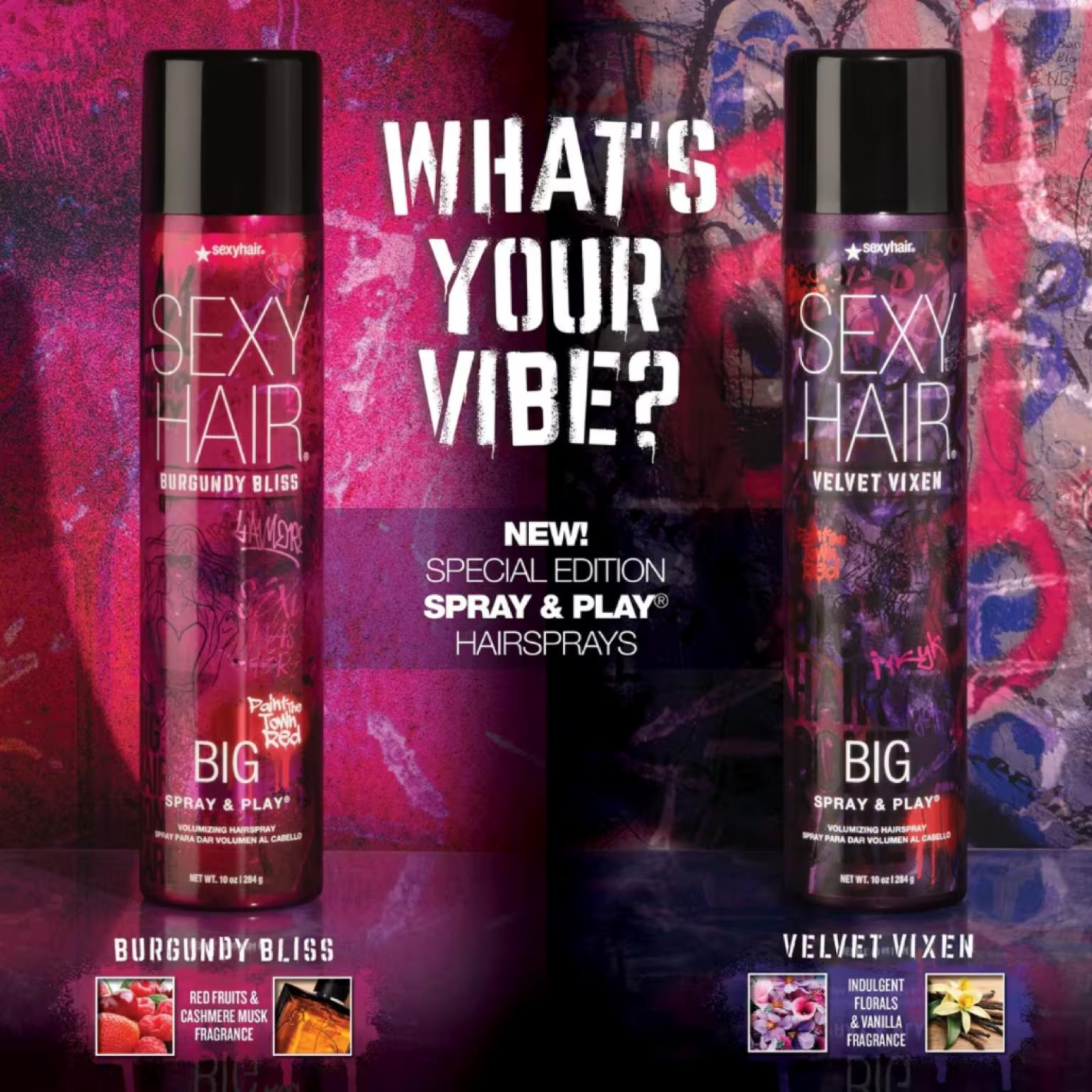 Sexy Hair Big Spray & Play Volumizing Hairspray Burgundy Bliss (Volumizing hairspray)