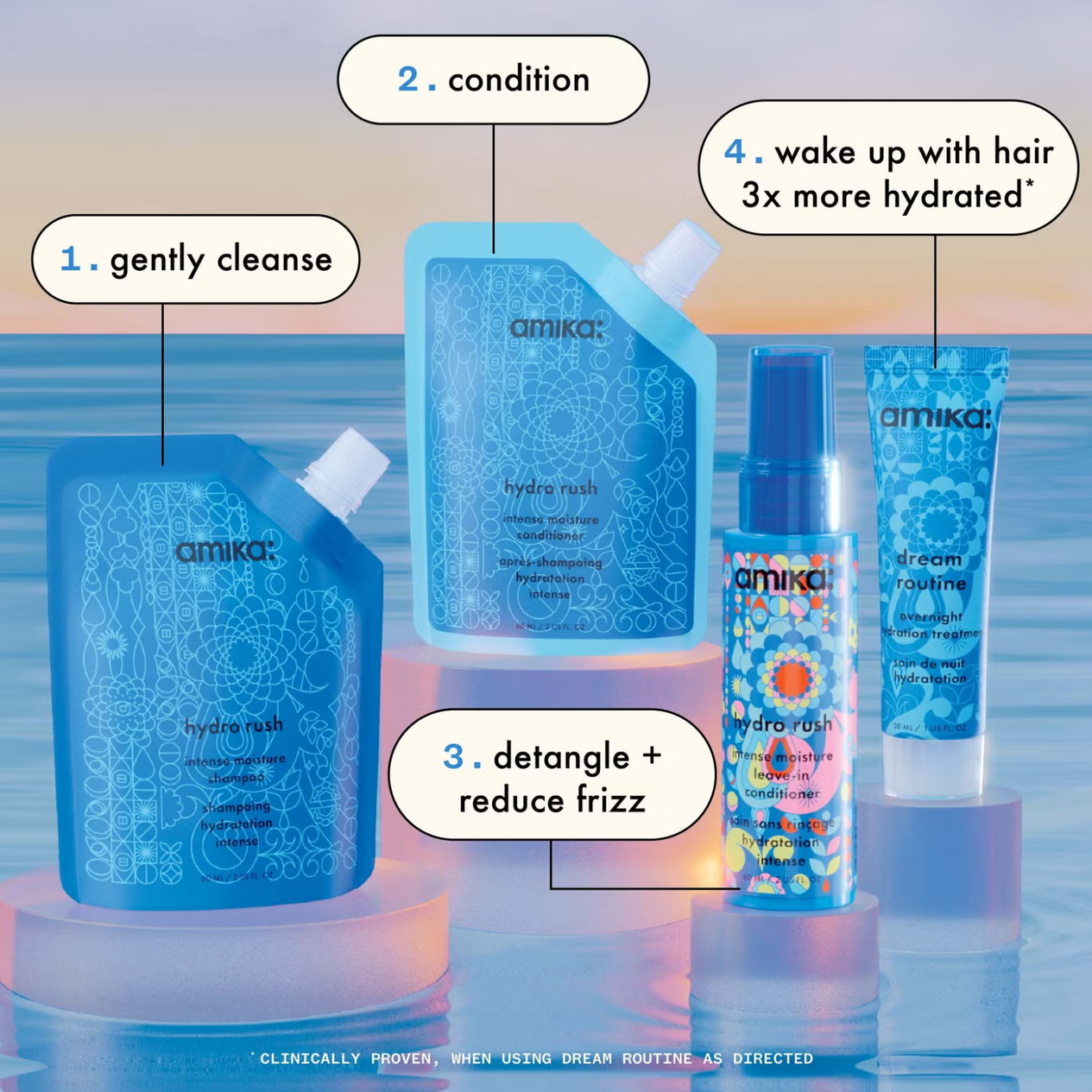 Amika Hydro Dream Hydration Routine Trial Set (4in1 hydration set)