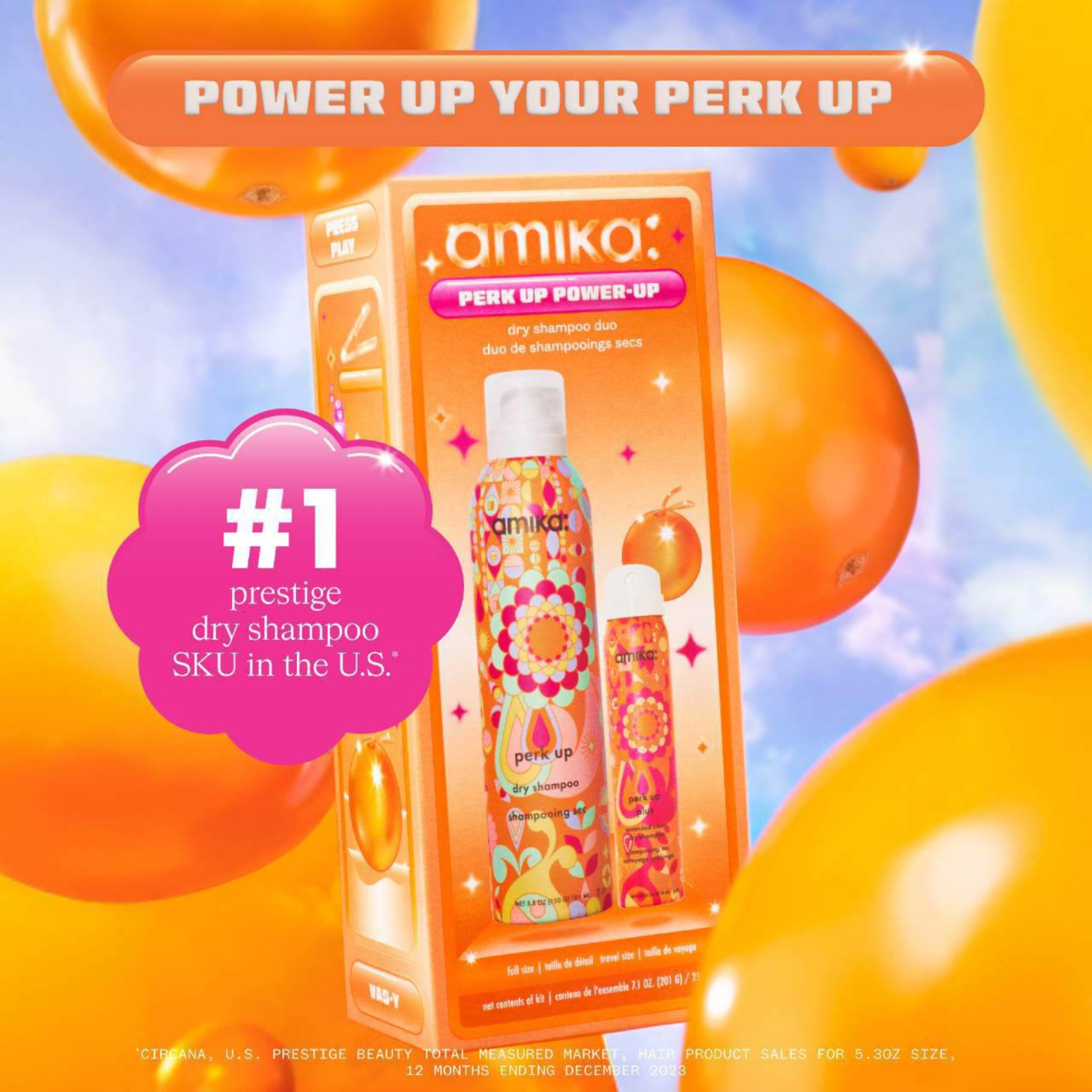 Amika Perk Up Power-Up: Dry Shampoo Duo (2in1 haircare set)