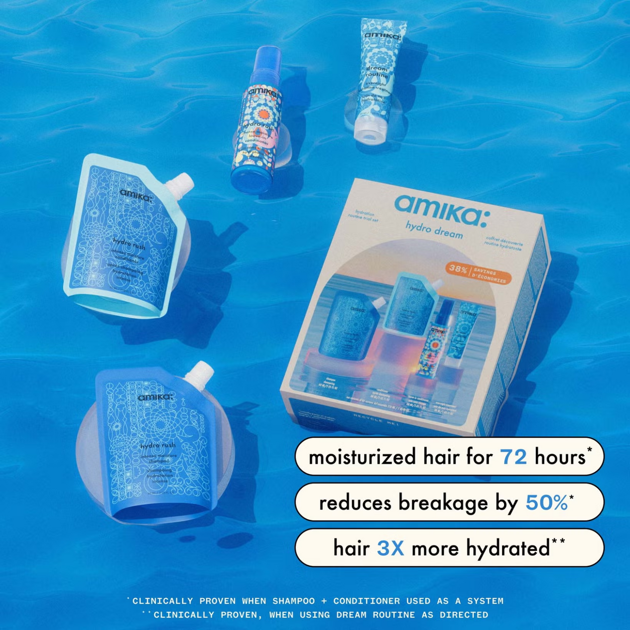 Amika Hydro Dream Hydration Routine Trial Set (4in1 hydration set)