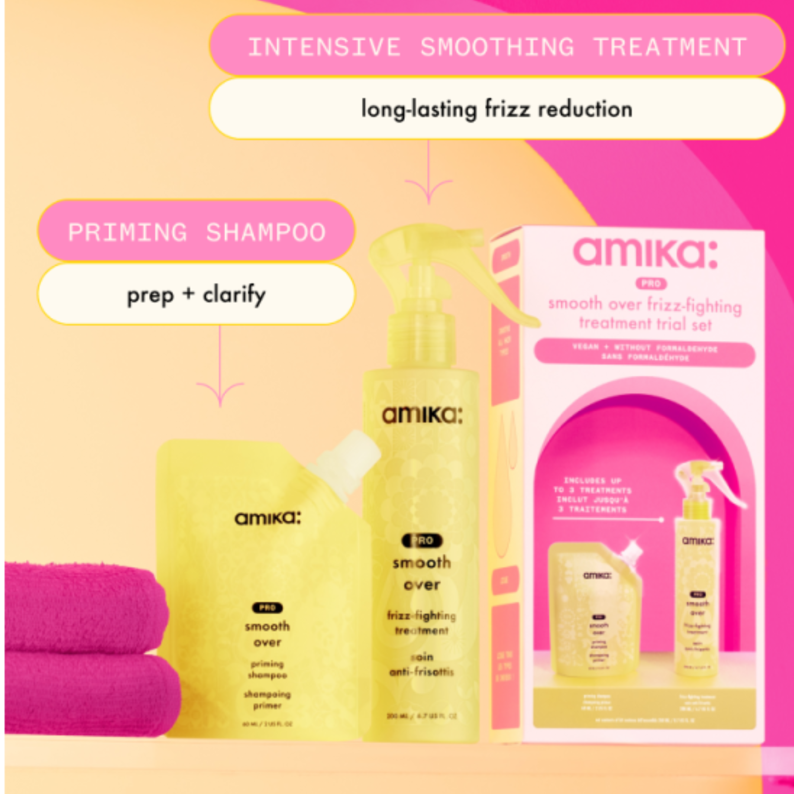 Amika Pro Smooth Over Frizz-Fighting Salon-Only Service Trial Set (2in1 trial hair set)