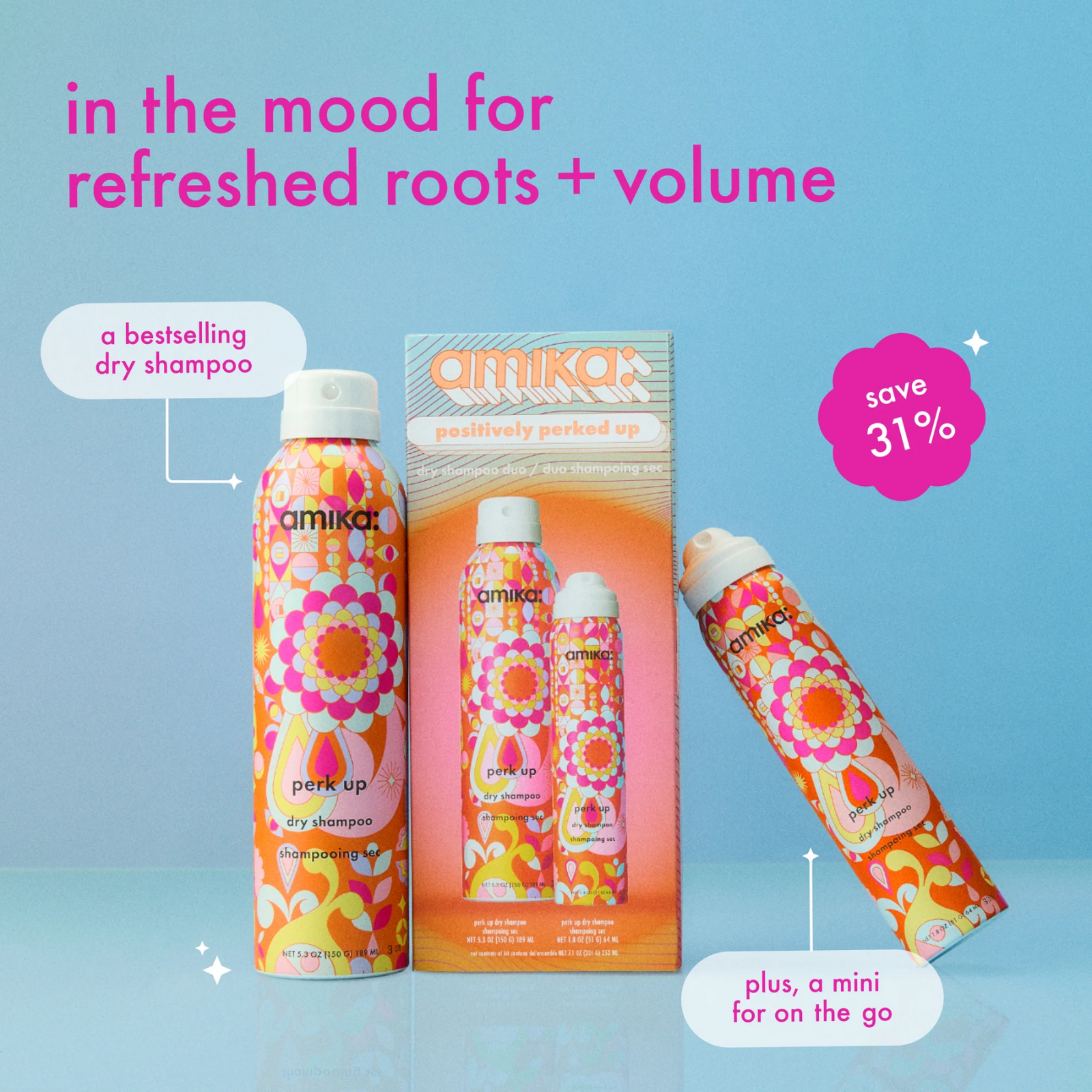 Amika Positively Perked Up Dry Shampoo Duo (Refreshing set)