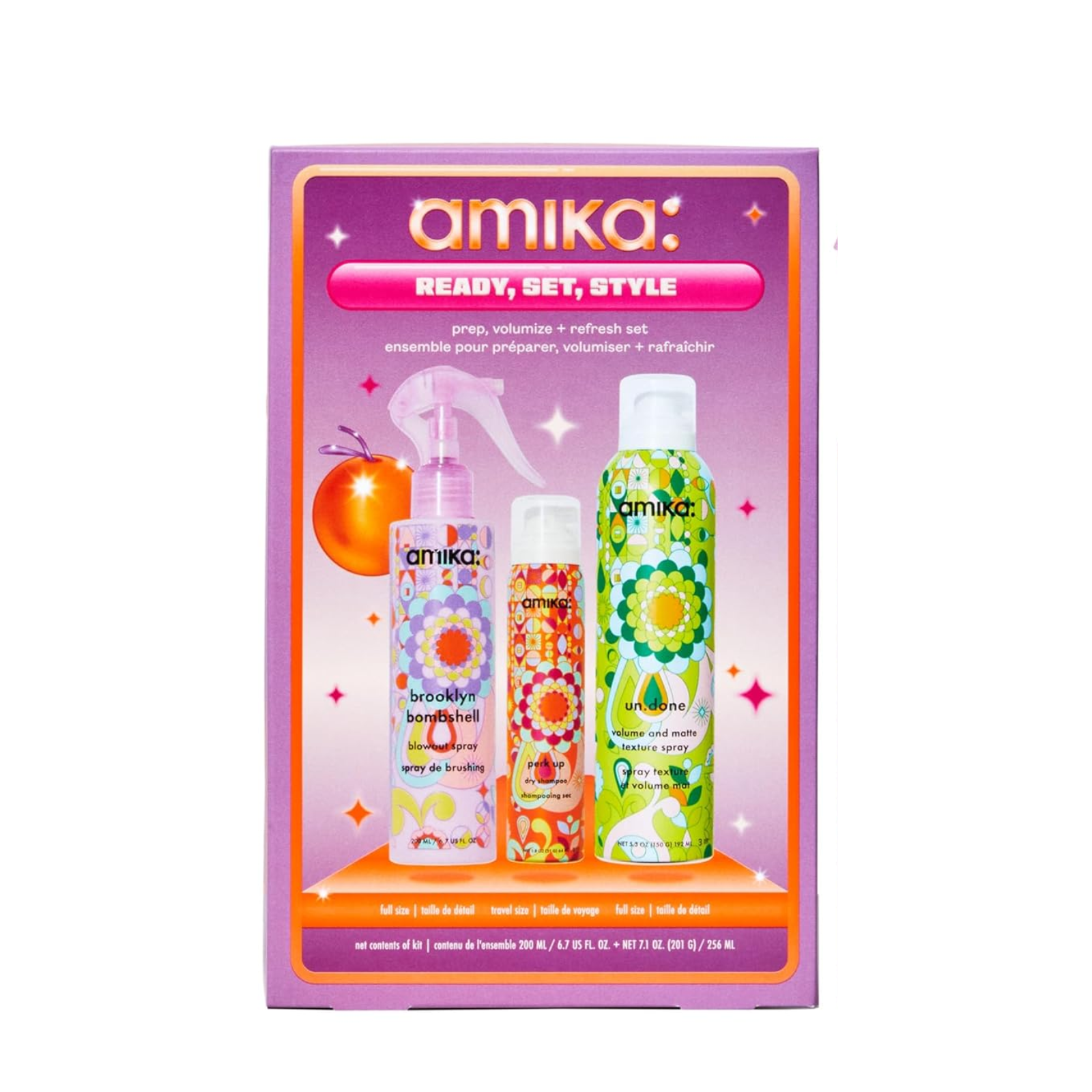 Amika Ready, Set, Style: Prep, Volumize + Refresh Set (3in1 styling routine set)