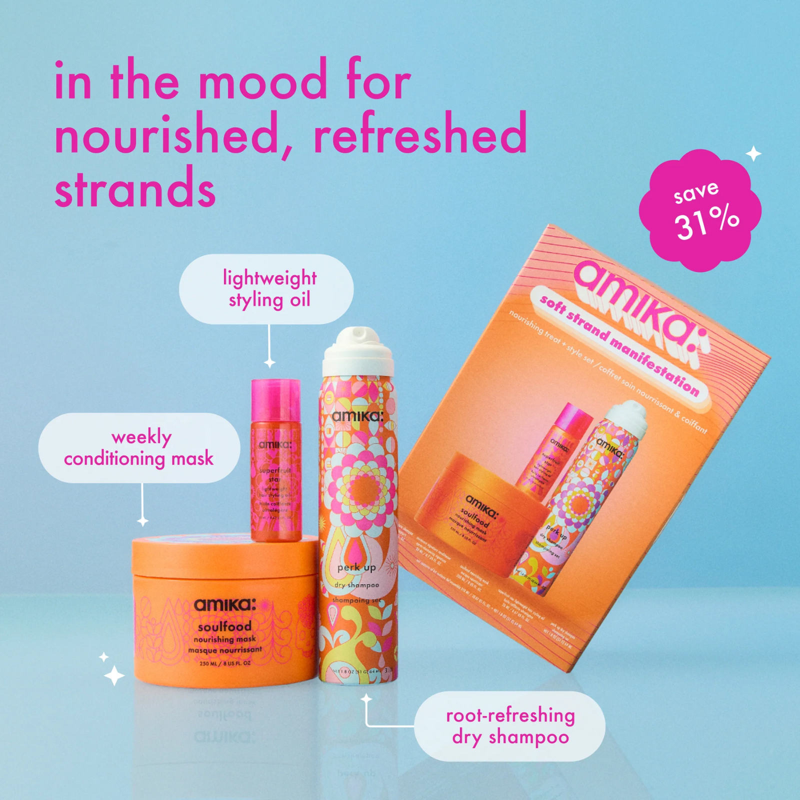 Amika Soft Strand Manifestation Nourishing Treat + Style Set (Nourishment & styling in one)