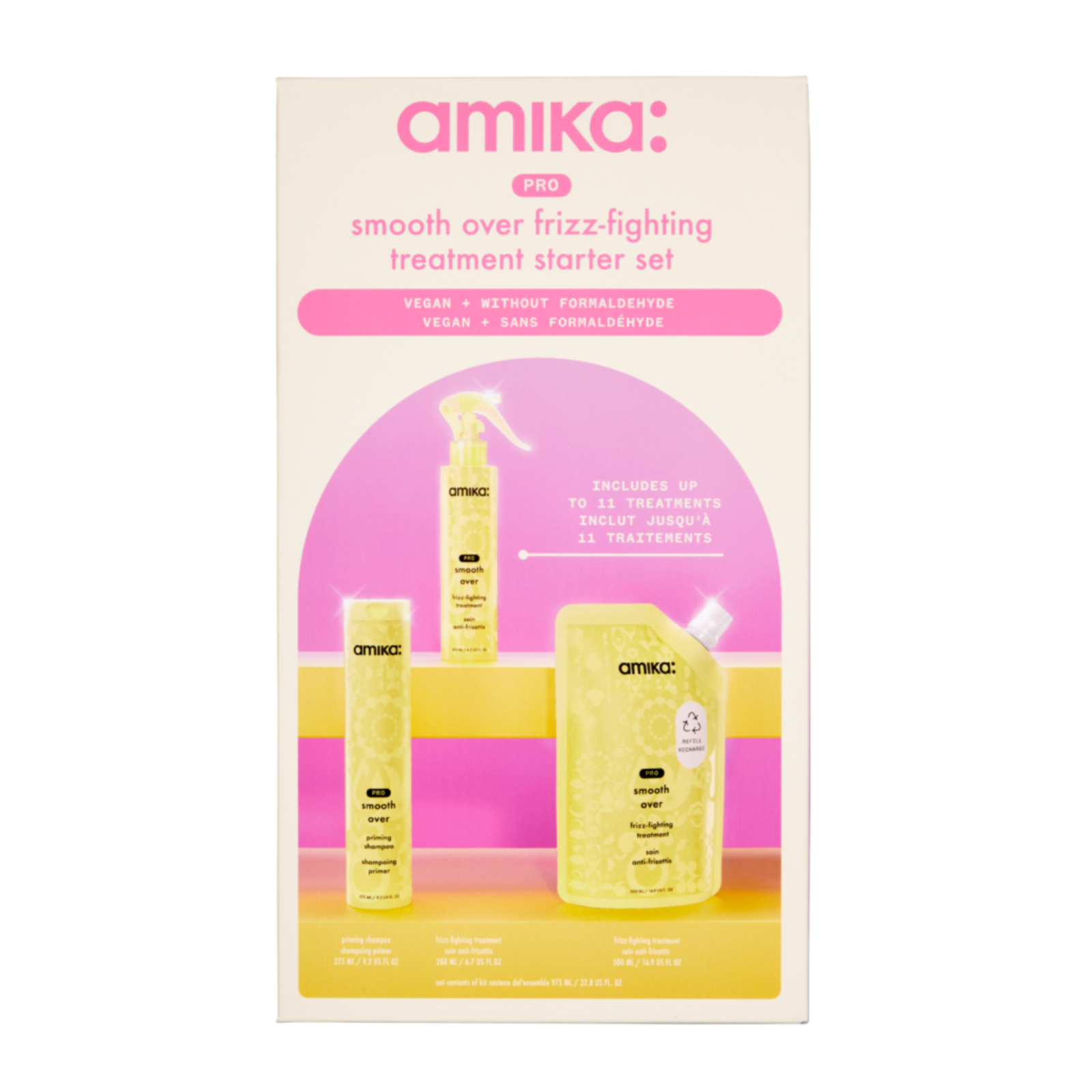 Amika Pro Smooth Over Frizz-Fighting Salon-Only Service Starter Set (3in1 hair set)