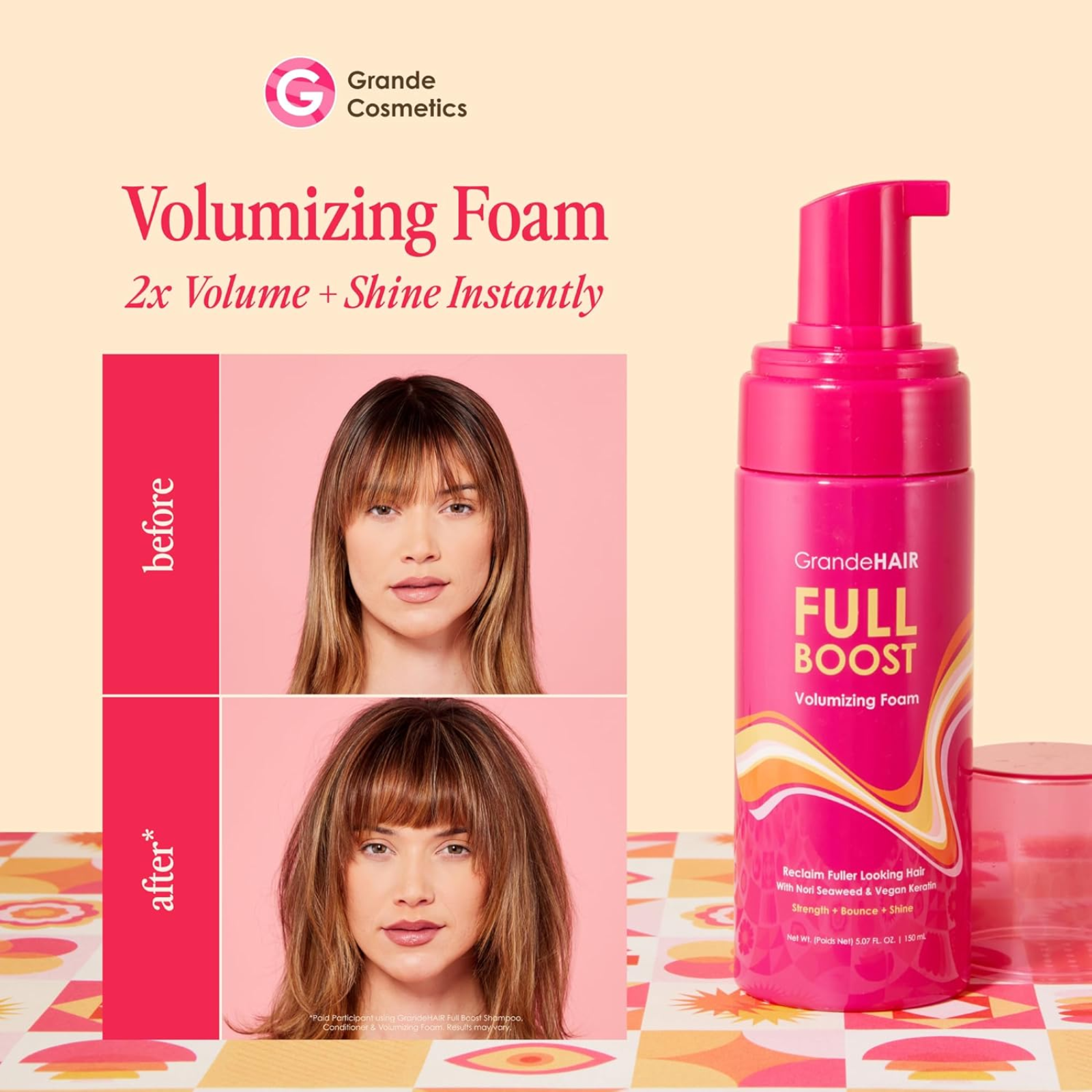 GrandeHair Full Boost Volumizing Foam (Lightweight styling foam)