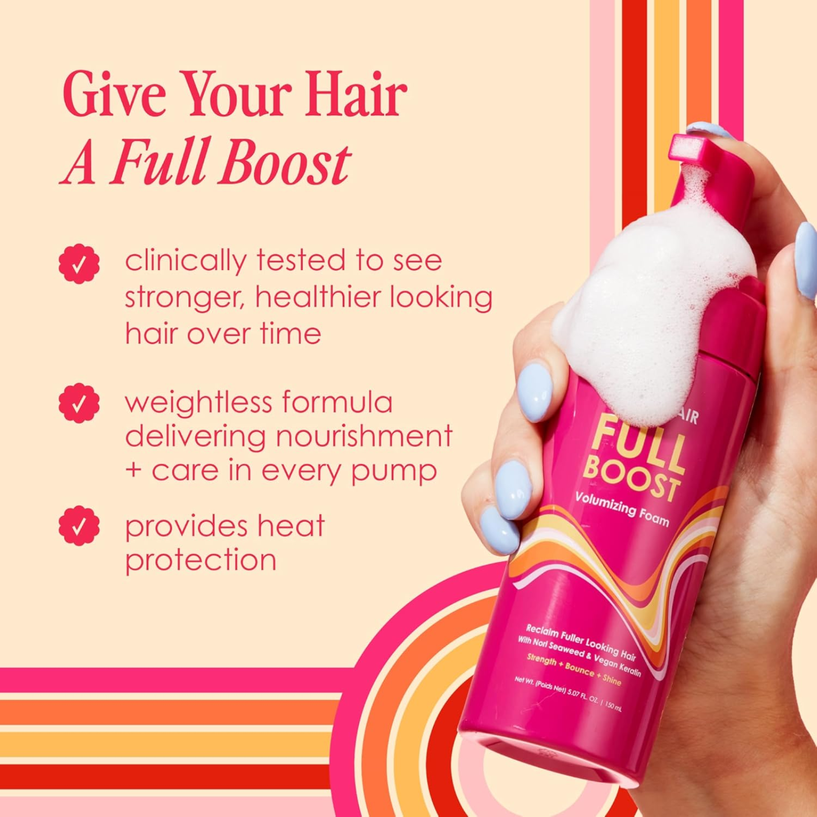 GrandeHair Full Boost Volumizing Foam (Lightweight styling foam)