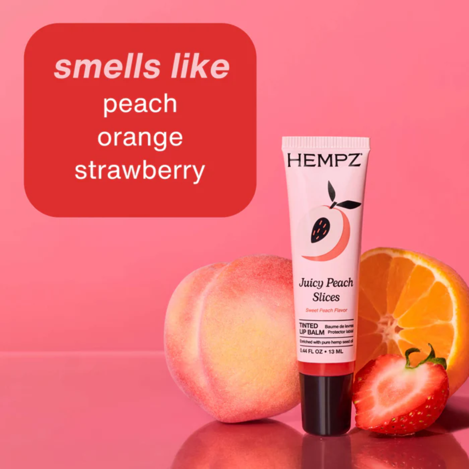 Hempz Juicy Peach Slices Tinted Lip Balm (Lip balm with shea butter)