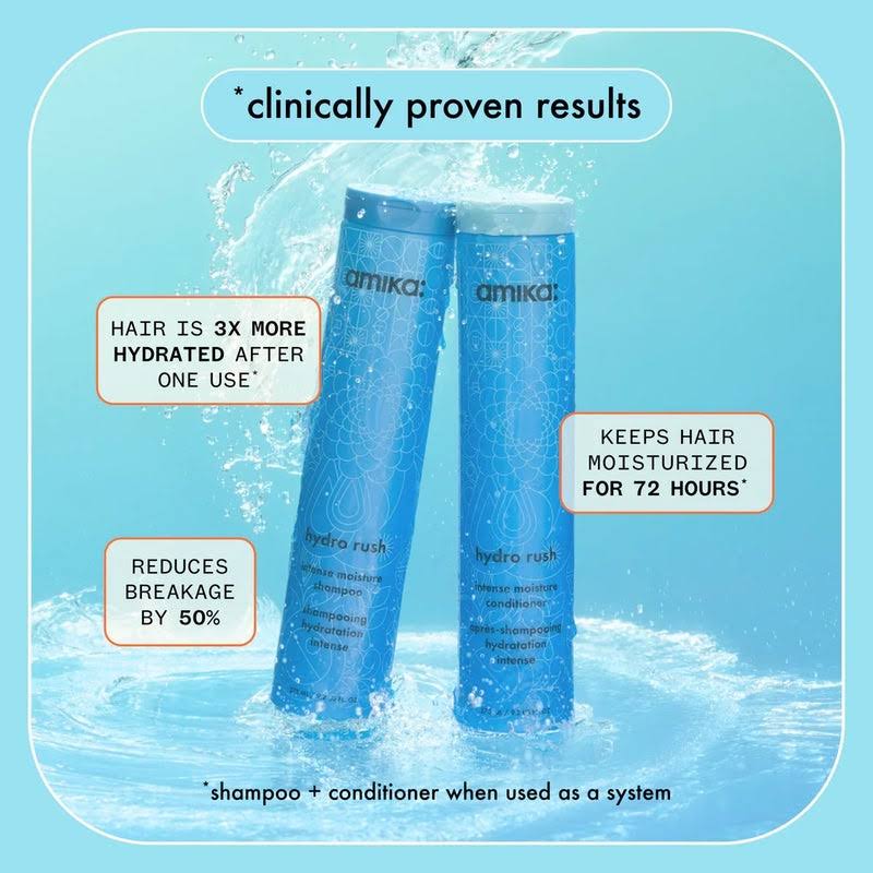 Amika Hydro Rush Intense Moisture Shampoo (Moisture shampoo with Hyaluronic Acid)