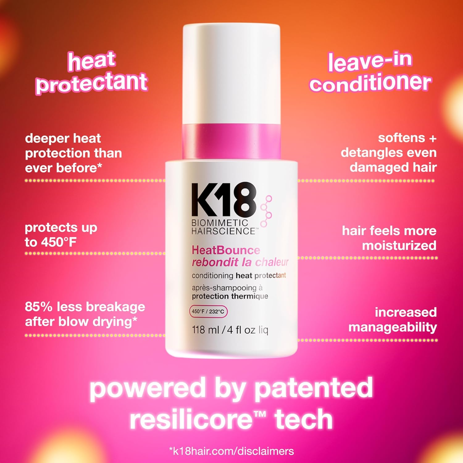 K18 Biomimetic HairScience HeatBounce (Conditioning heat protectant)