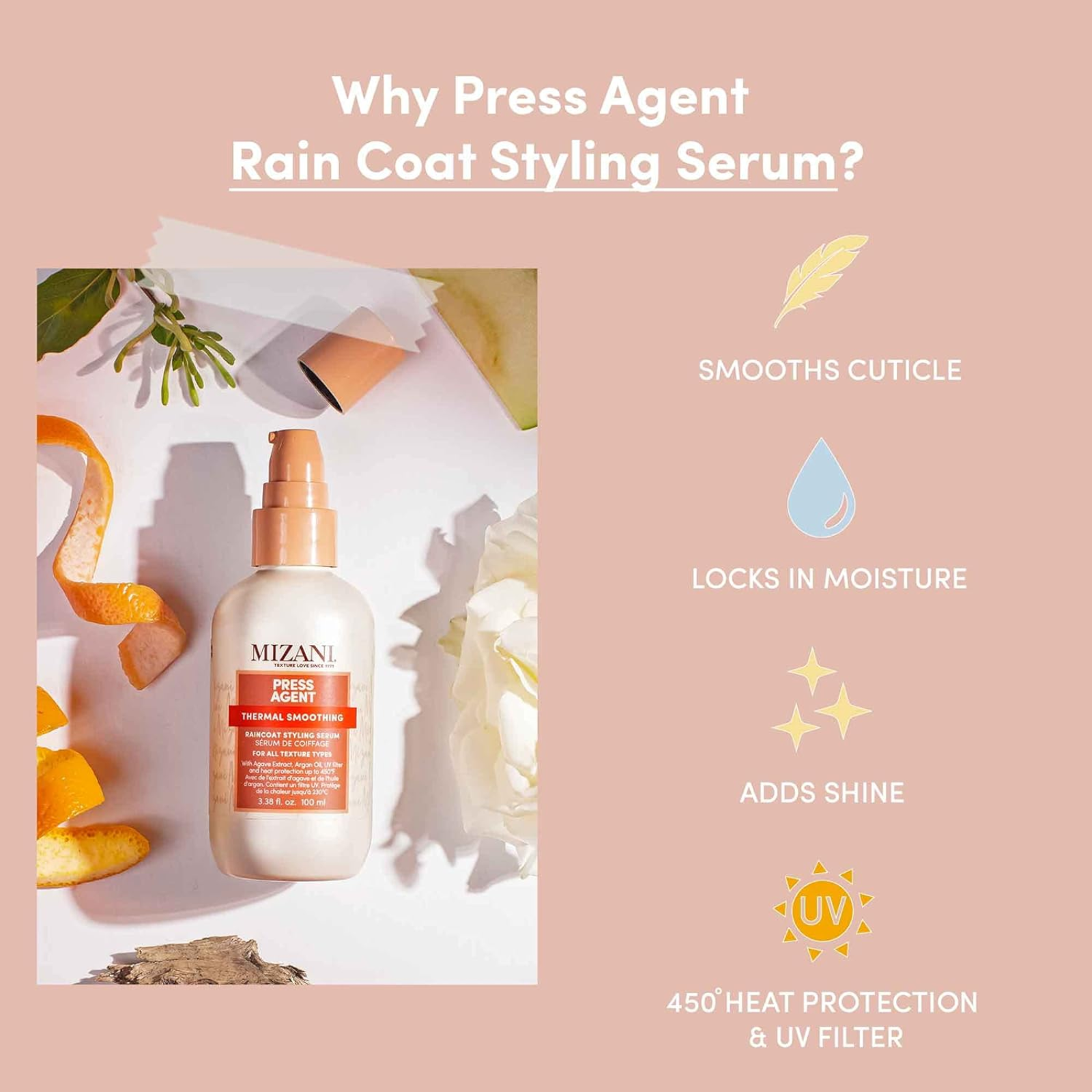 Mizani Press Agent Thermal Smoothing Raincoat Styling Serum (Thermal smoothing styling serum)