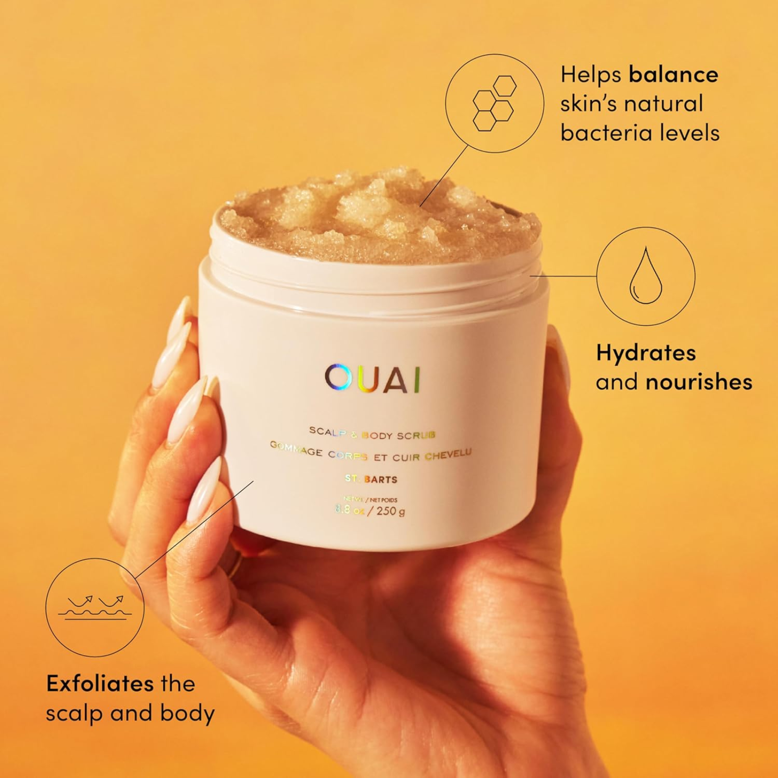 OUAI St. Barts Scalp And Body Scrub (Dual-action sugar scrub)