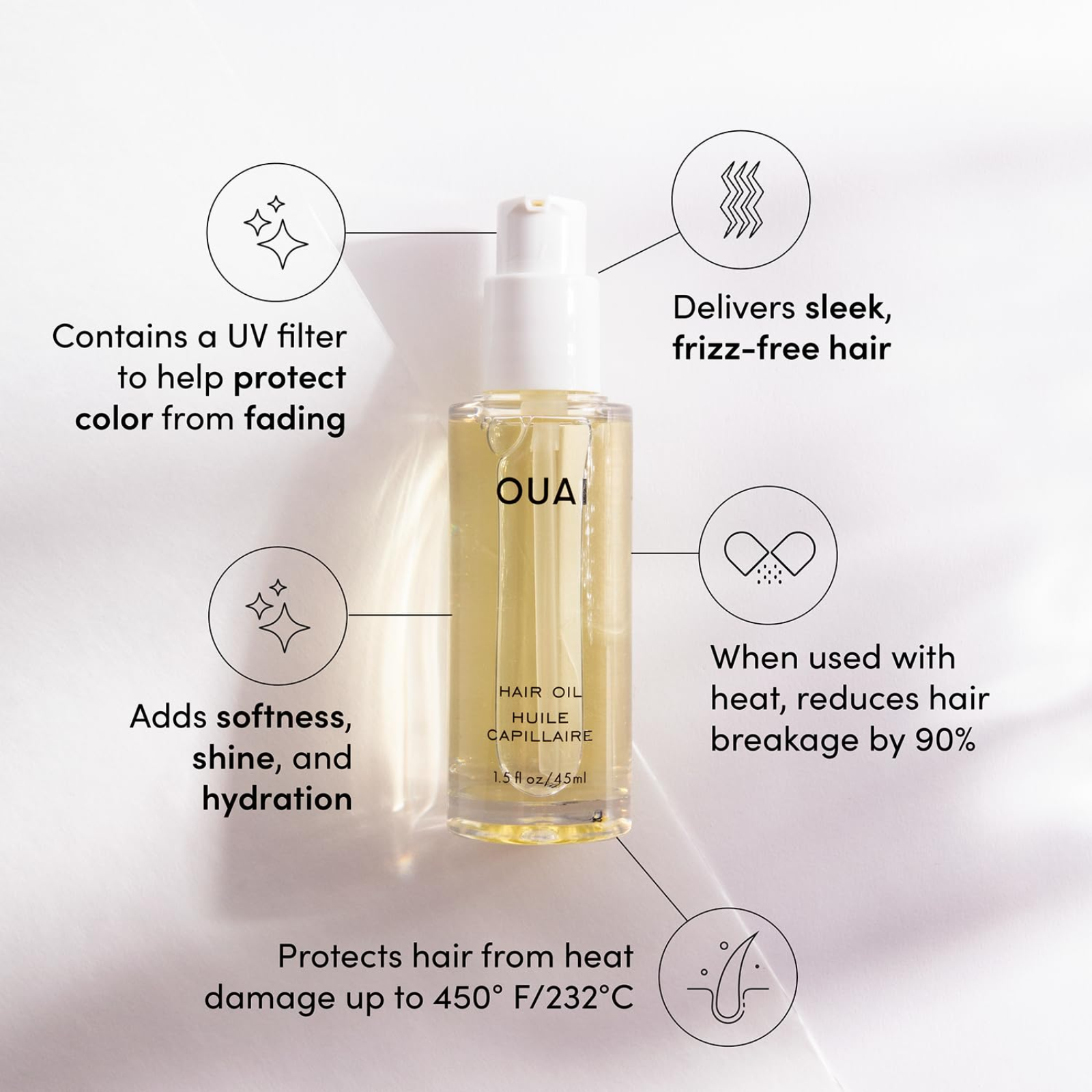OUAI Hair Oil (Heat protectant oil for frizz control)