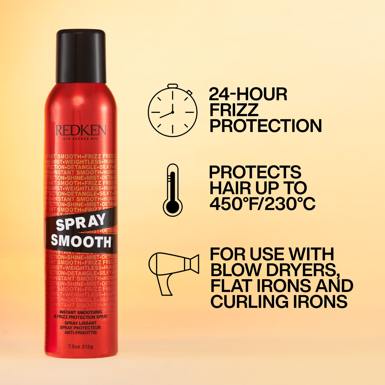 Redken Spray Smooth Instant Smoothing & Defrizzing Spray (Lightweight spray for long-lasting smoothness)