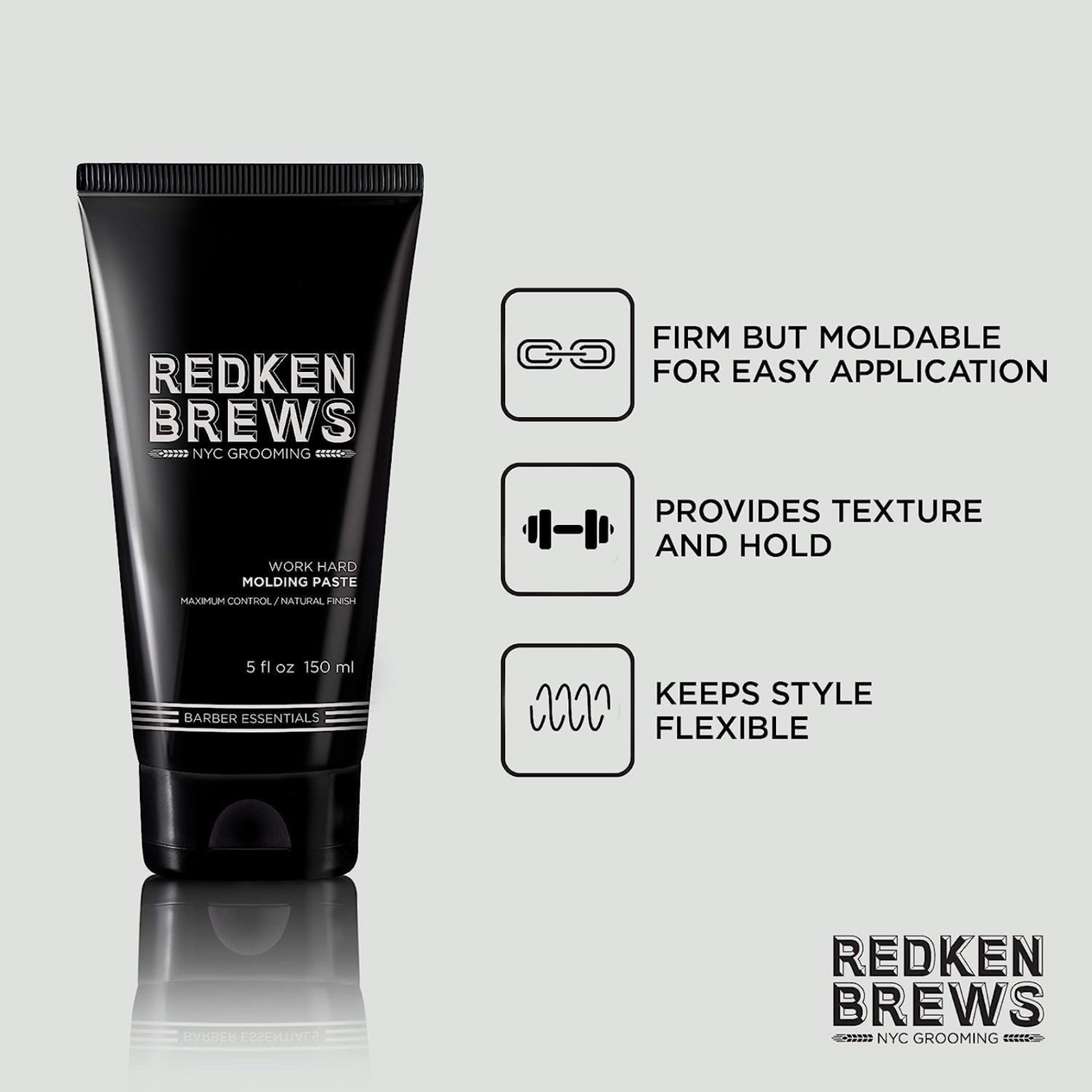 Redken Brews Work Hard Molding Paste (Natural finish molding paste for men)