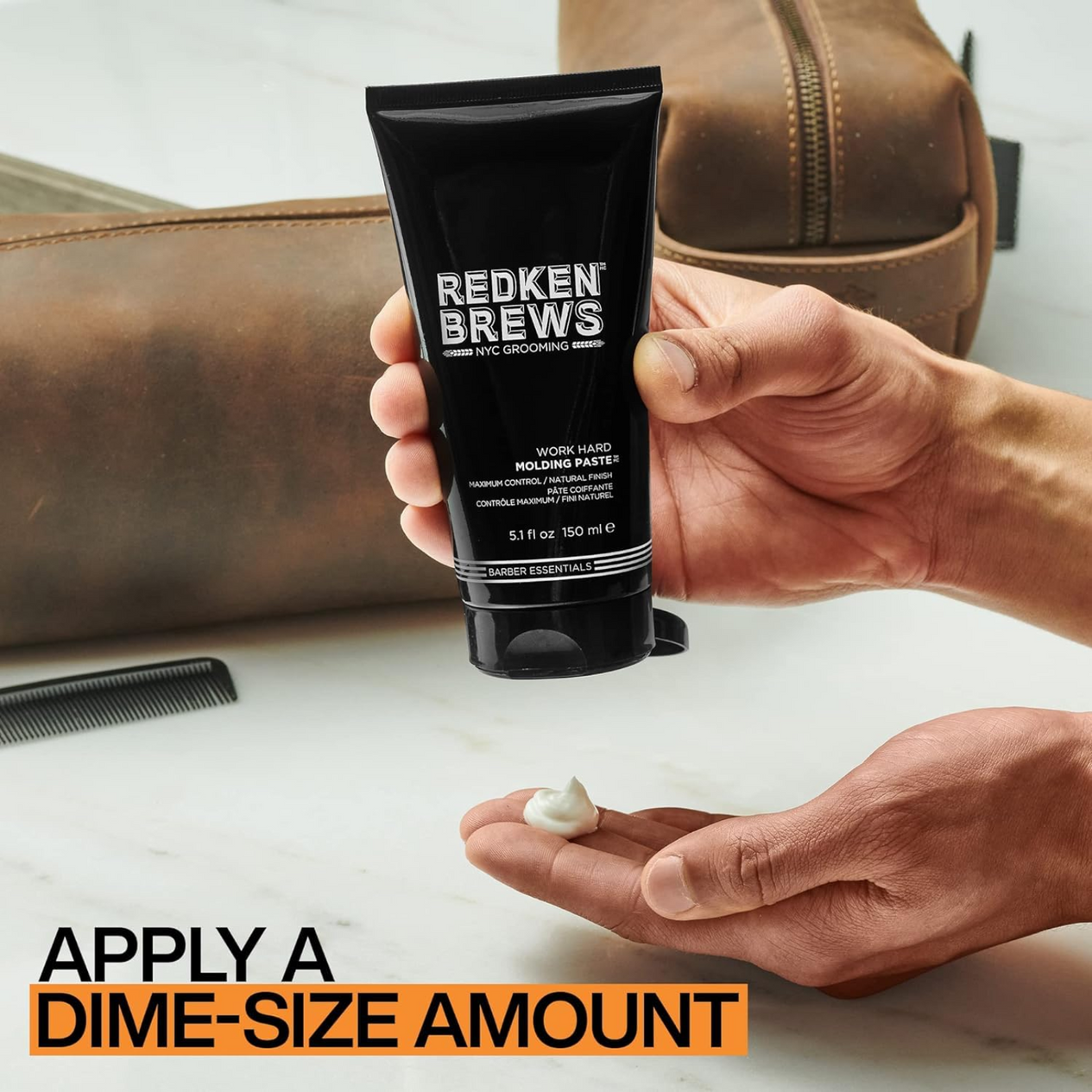 Redken Brews Work Hard Molding Paste (Natural finish molding paste for men)
