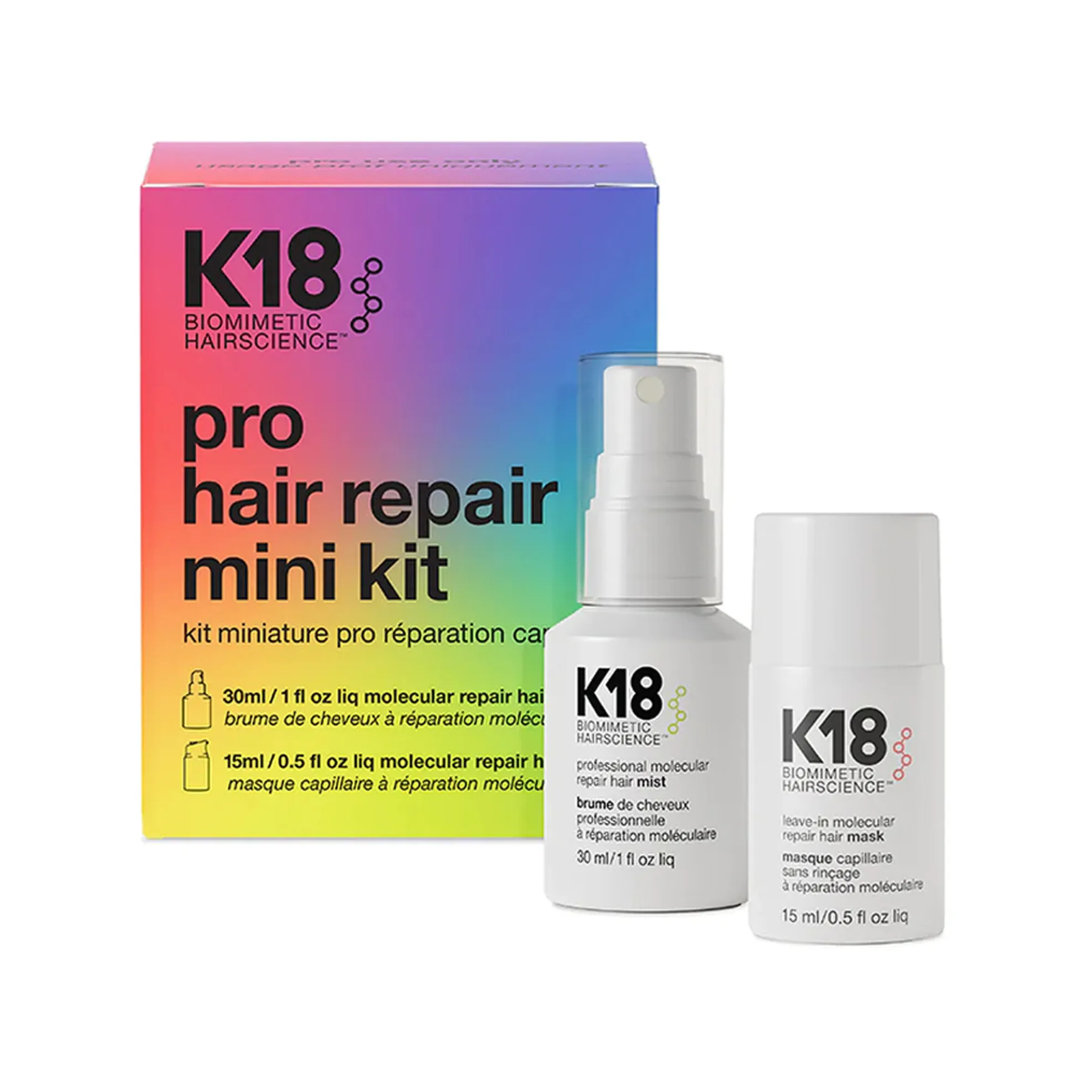 K18 Biomimetic HairScience Pro Repair Mini Kit (Portable professional-grade hair repair solution)